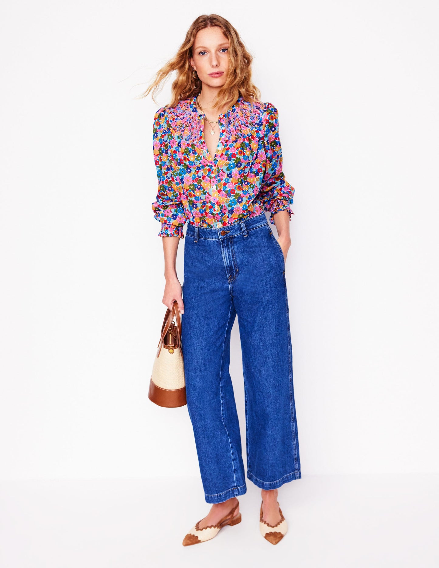 Effie Smocked Blouse-Multi, Paintbox Ditsy