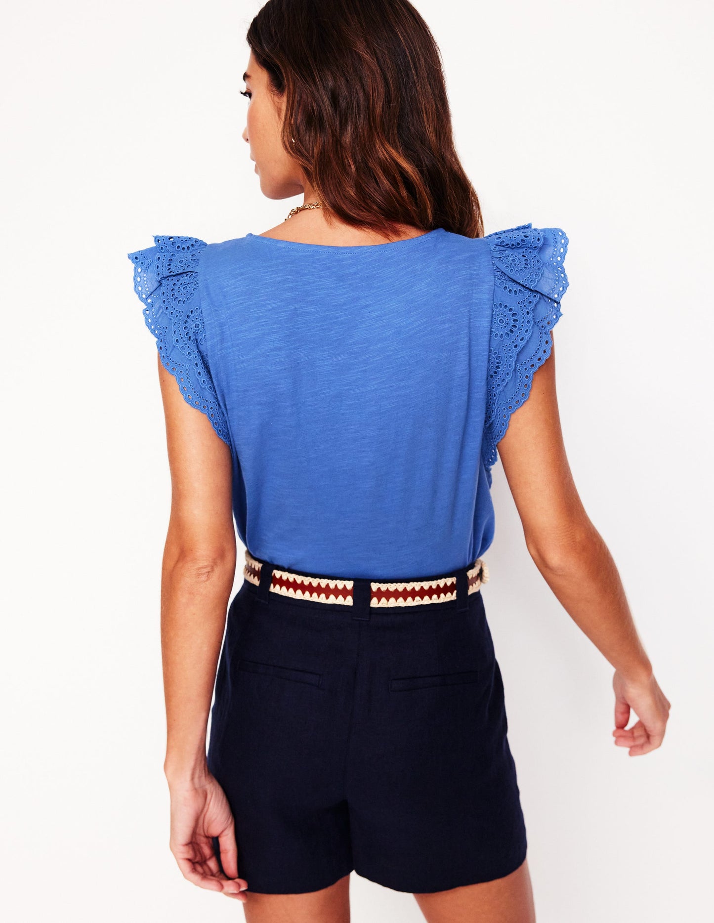 Top Belle à manches en broderie anglaise-Rivière bleue