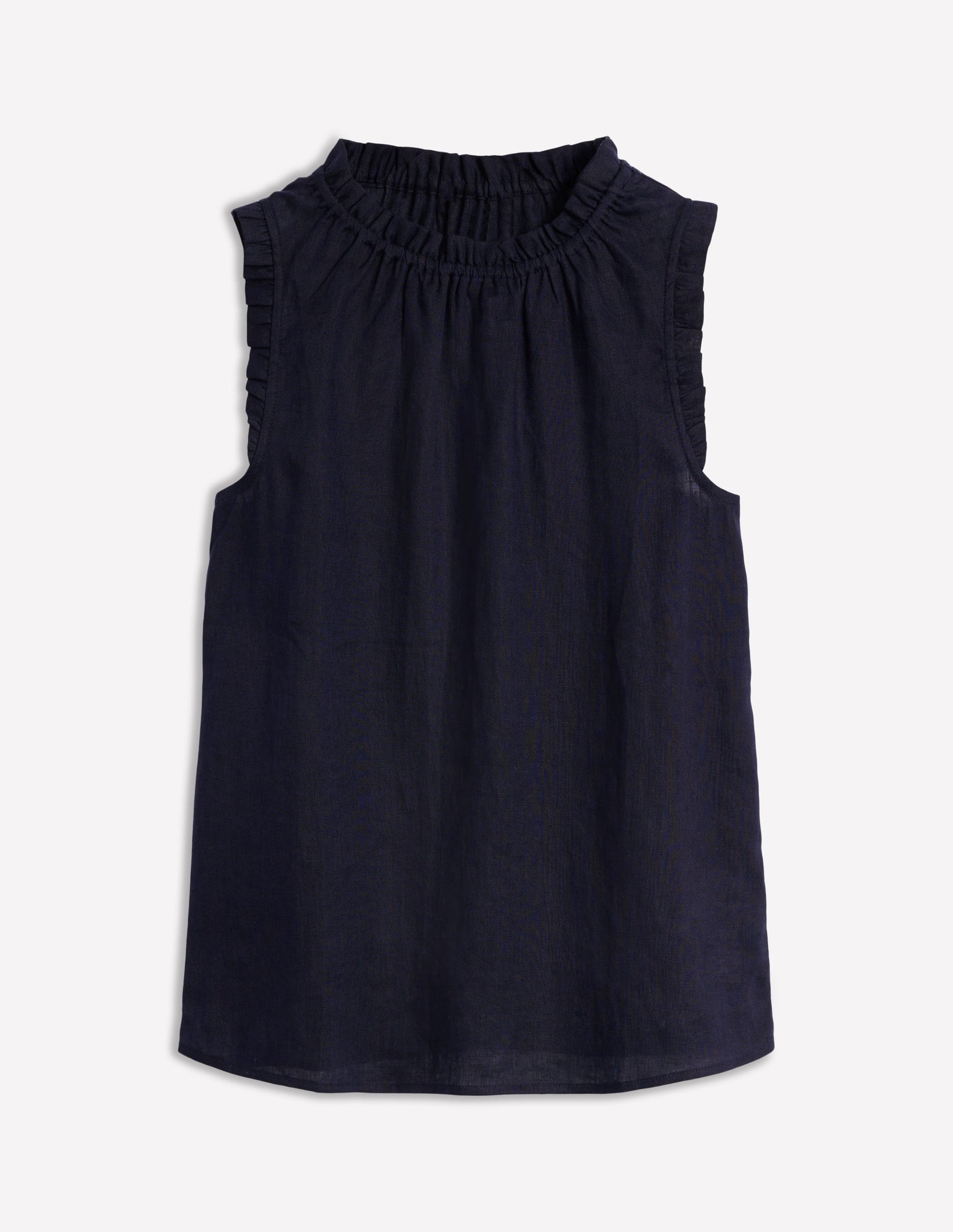 Sophie Ruffle Linen Top-Navy-5