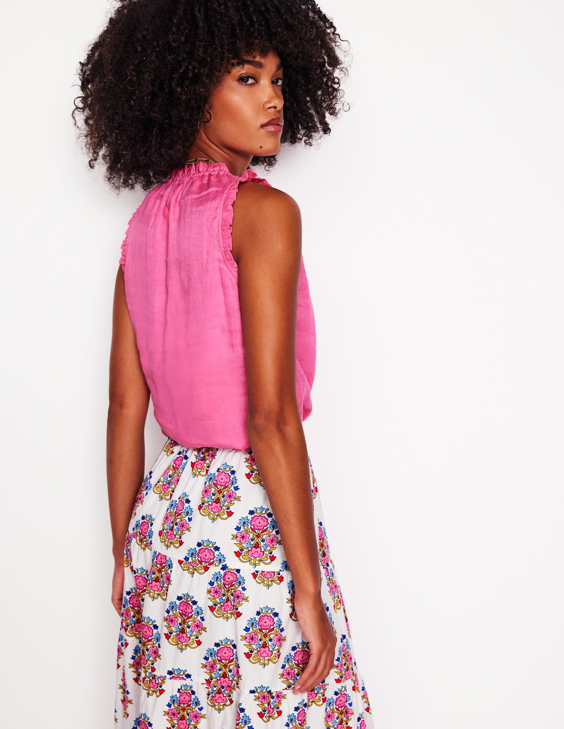 Sophie Ruffle Linen Top-Pink Rose-3