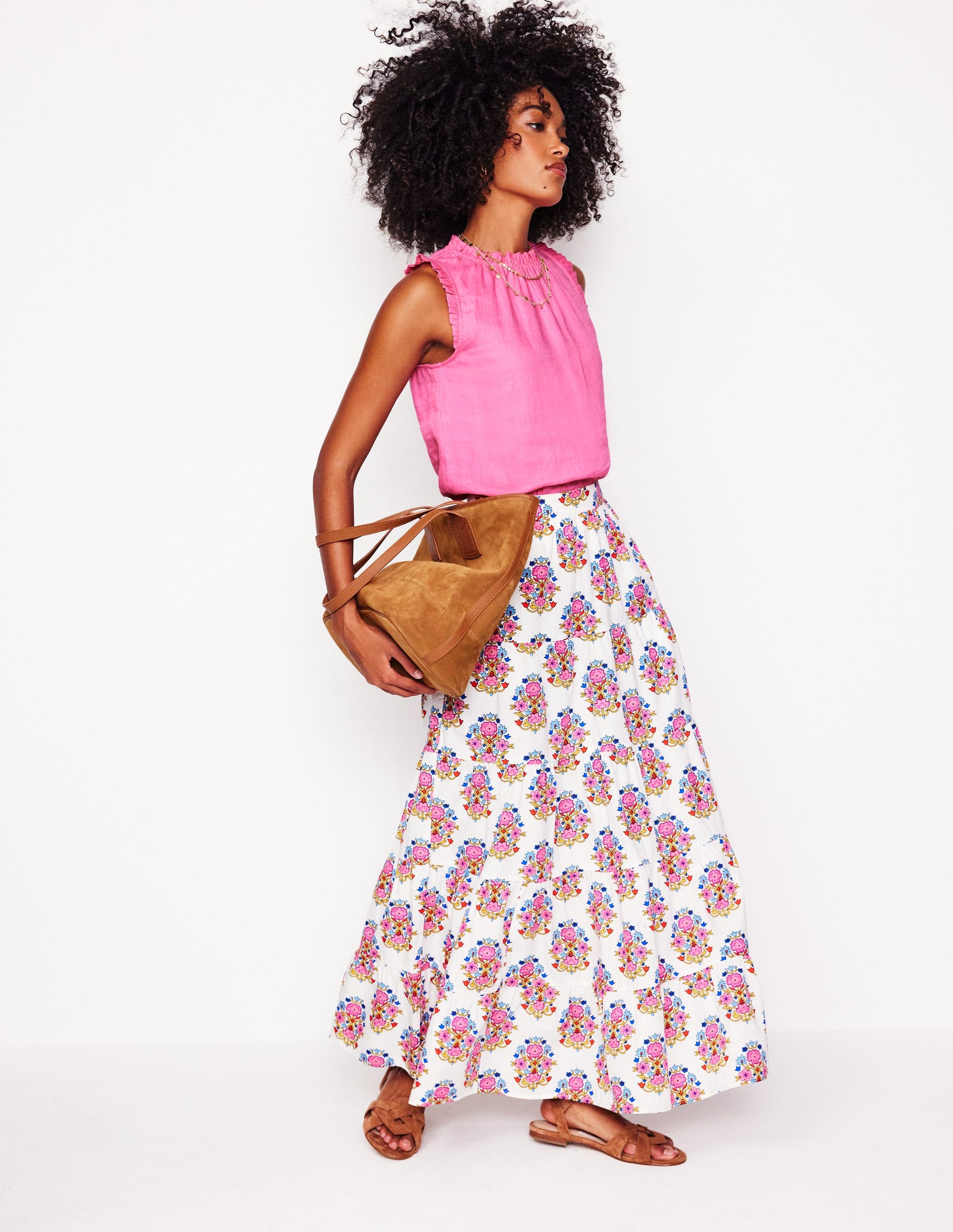 Sophie Ruffle Linen Top-Pink Rose-4