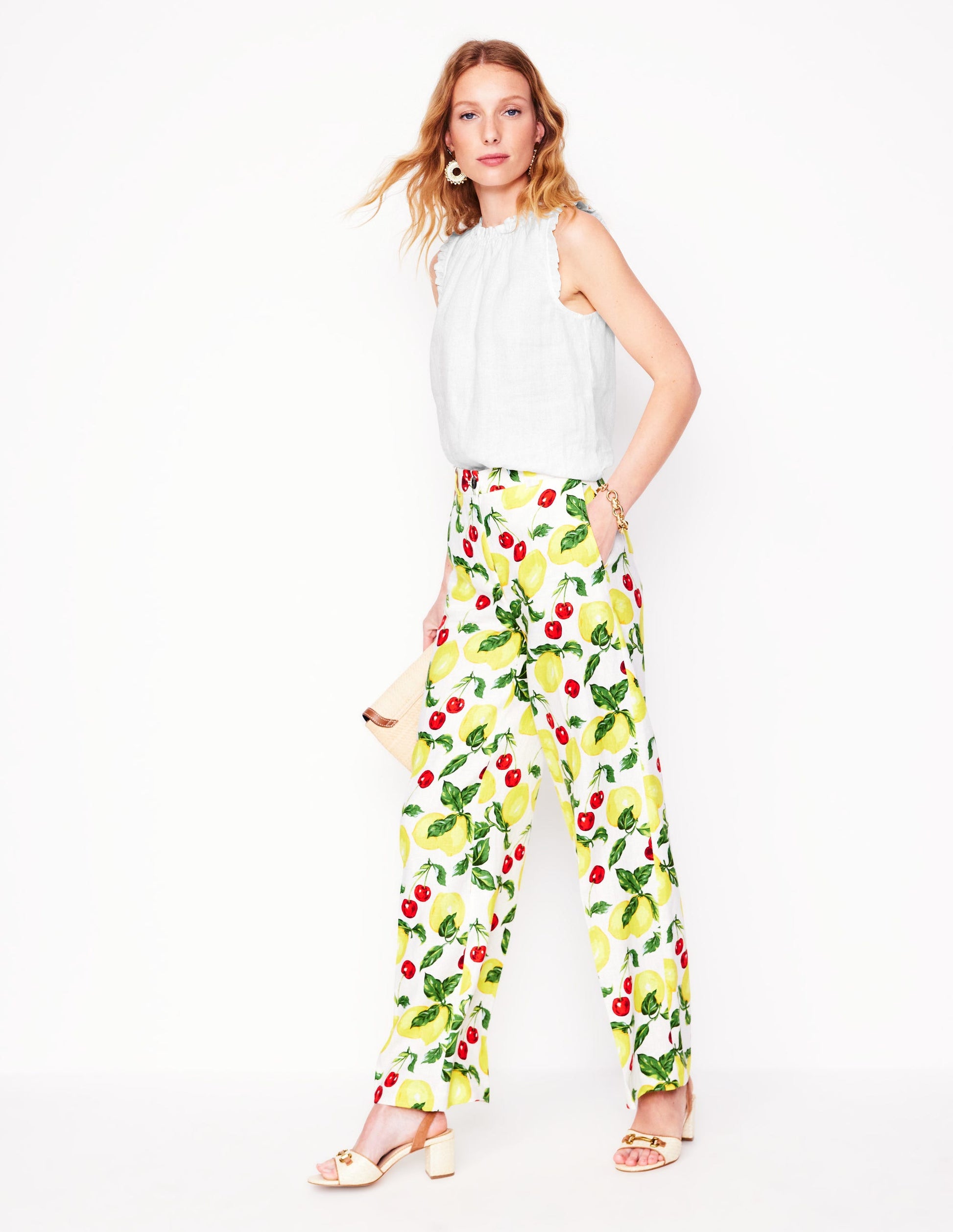 Sophie Ruffle Linen Top-White-4