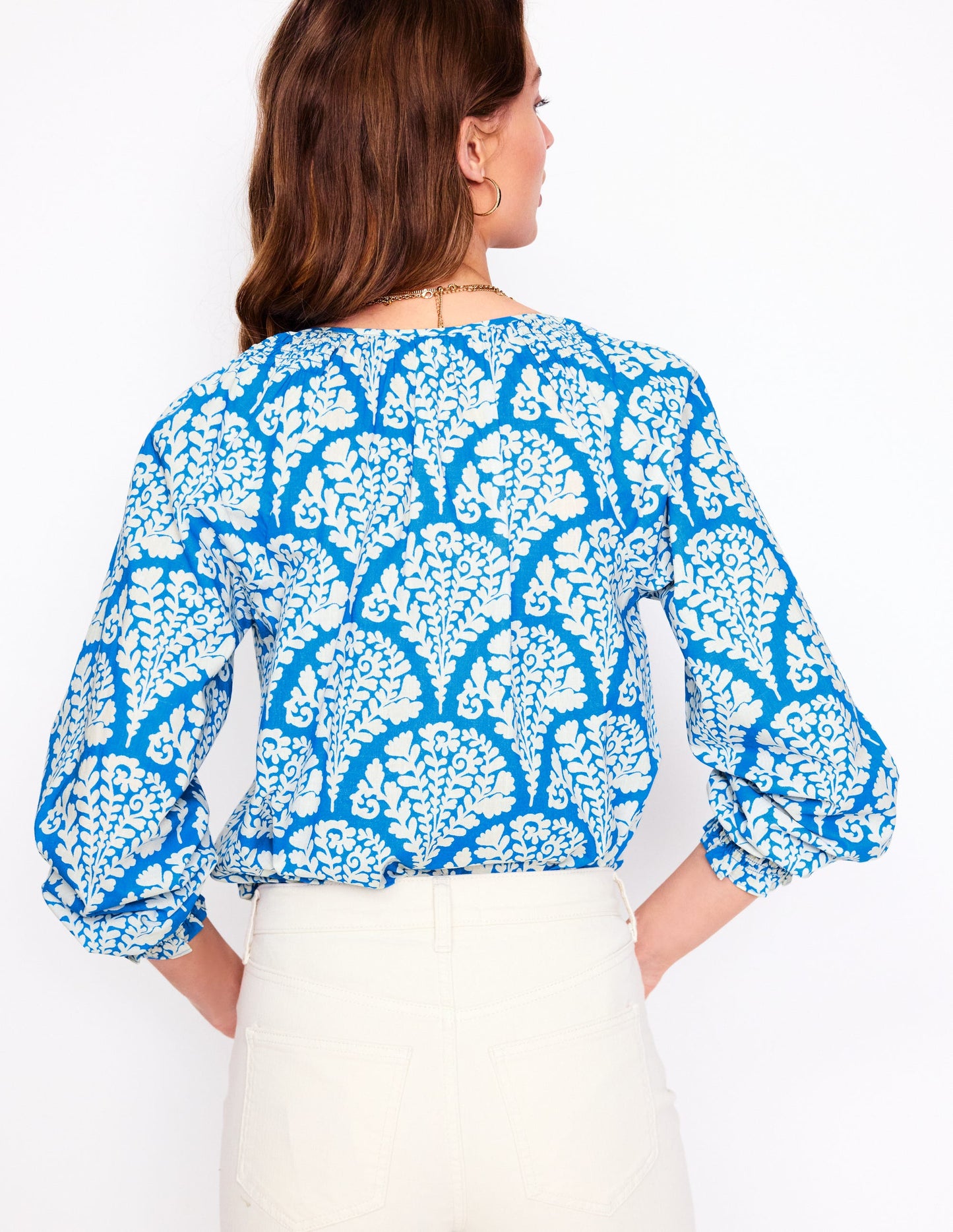 Schlichte Baumwollbluse-Himmelblau, Blühend