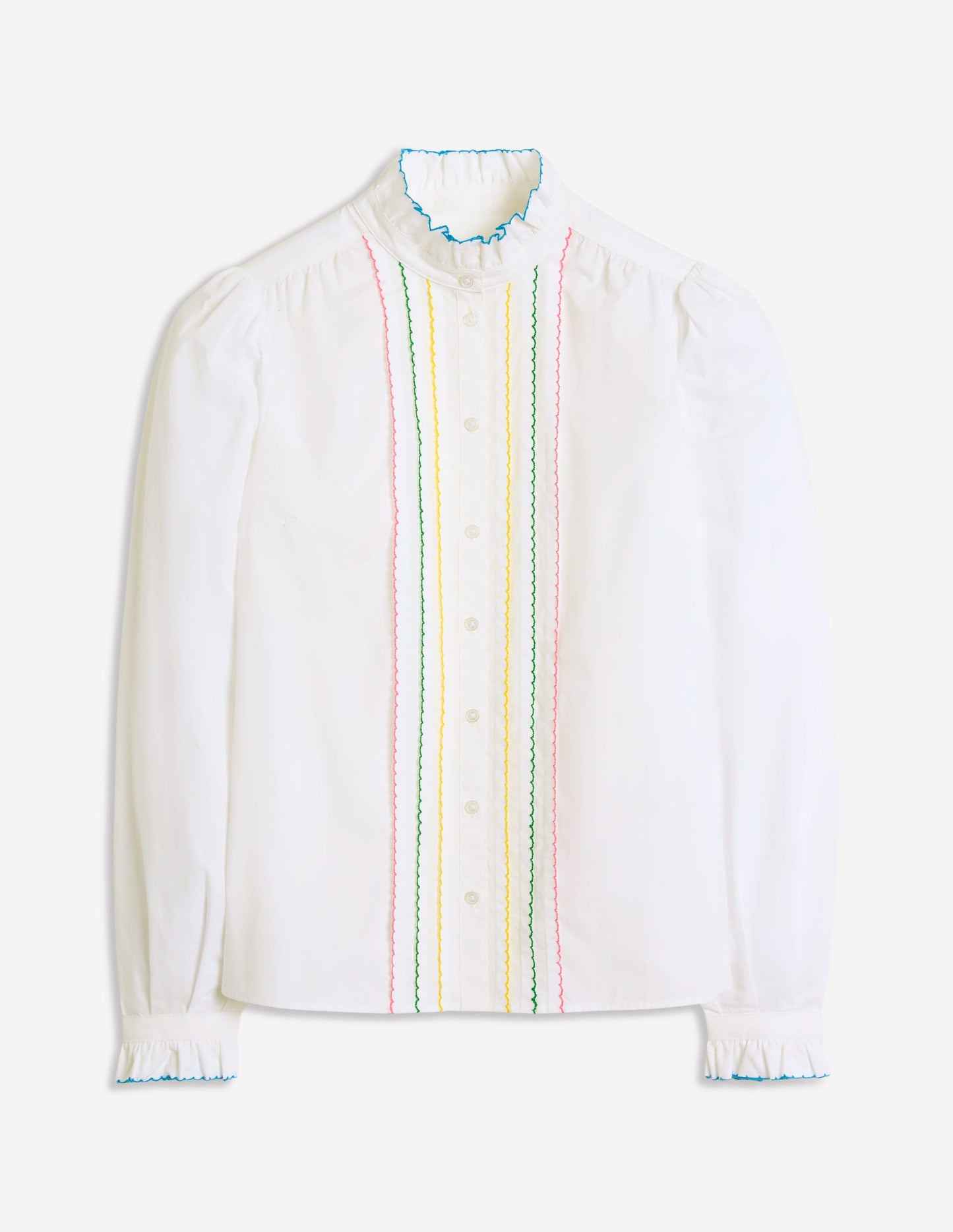Blouse Felicity en coton-Blanc, surpiqûres multi