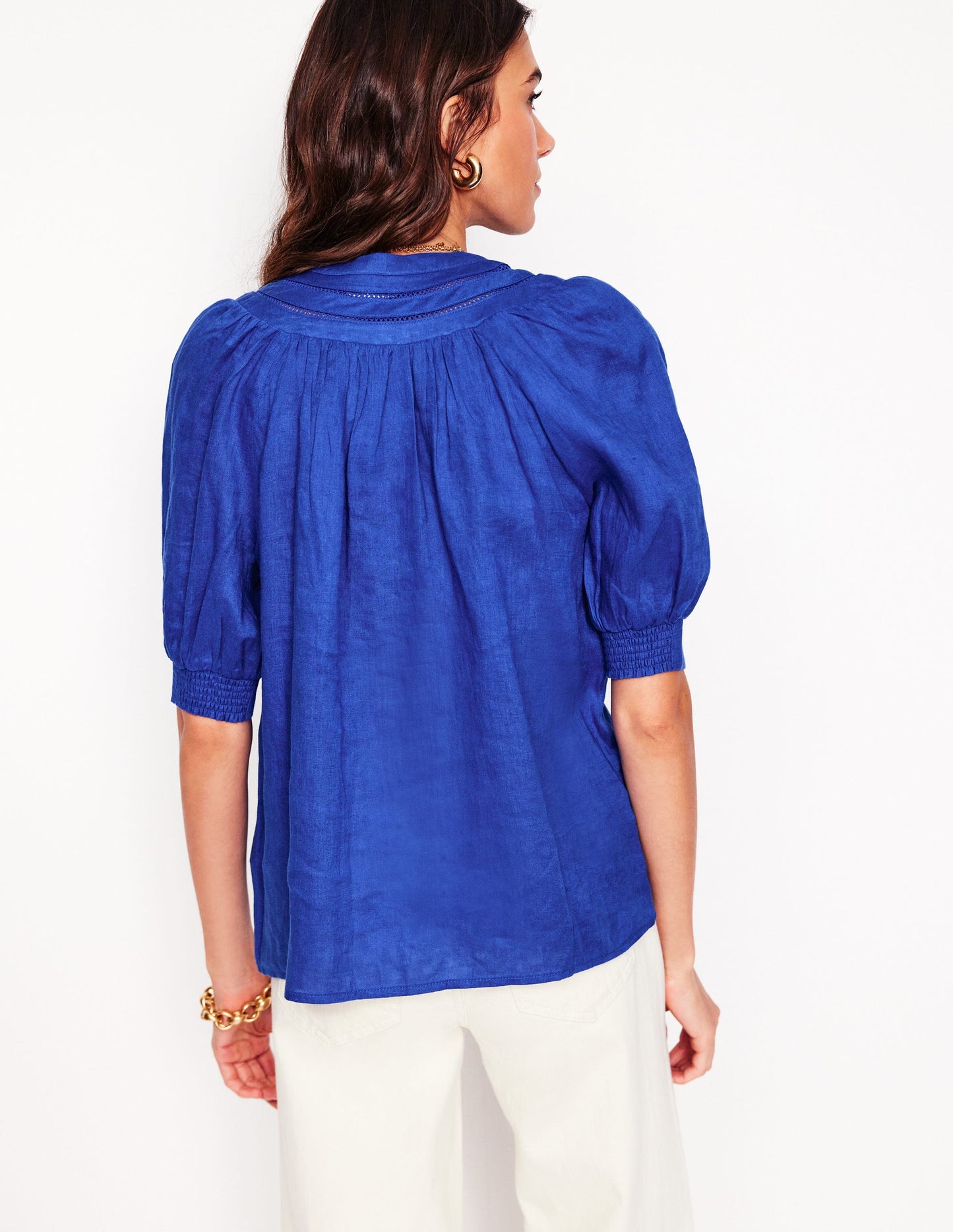 Top Bea en lin-Bleu vif