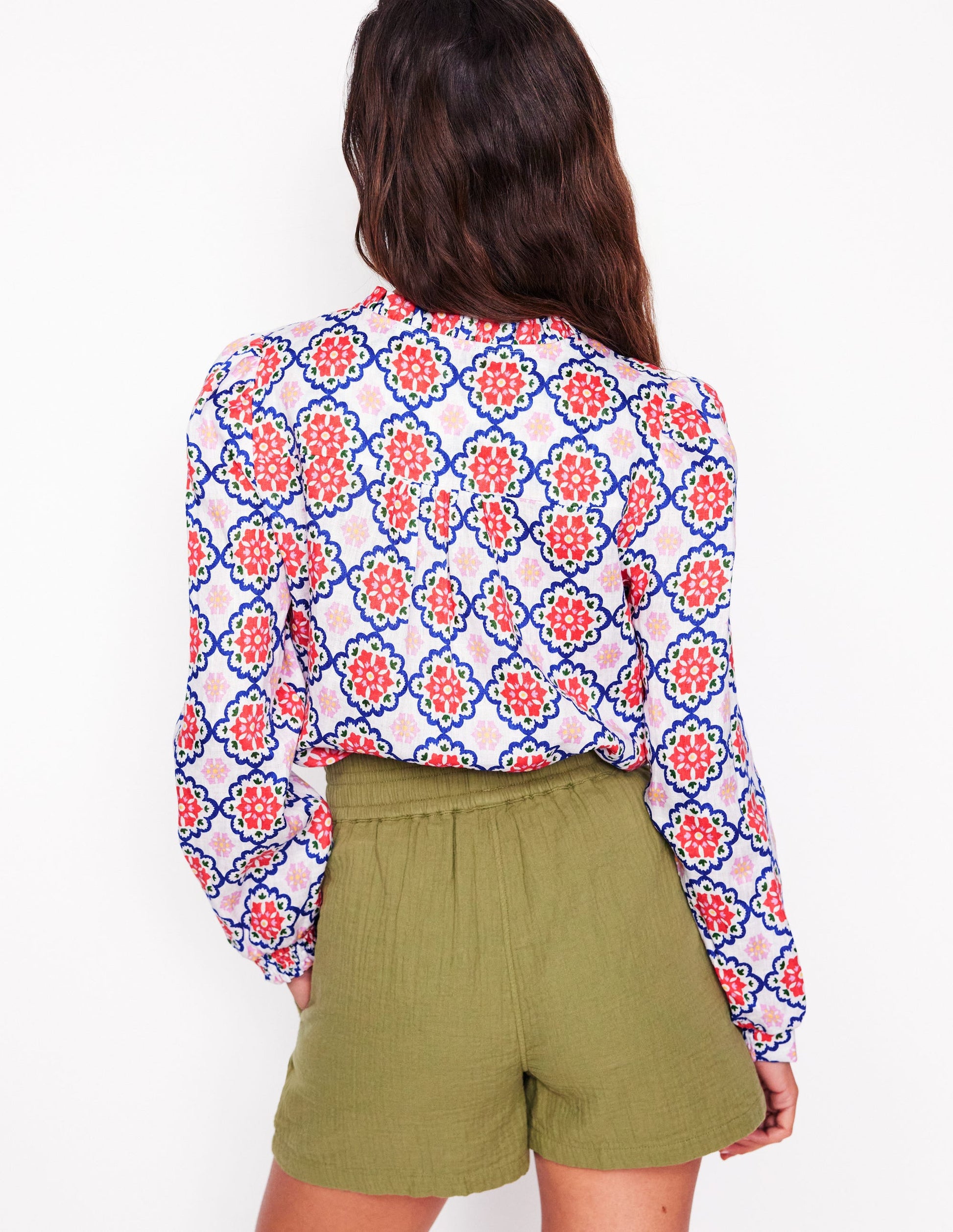 Grace Linen Top-Ivory, Bloom Geo-3