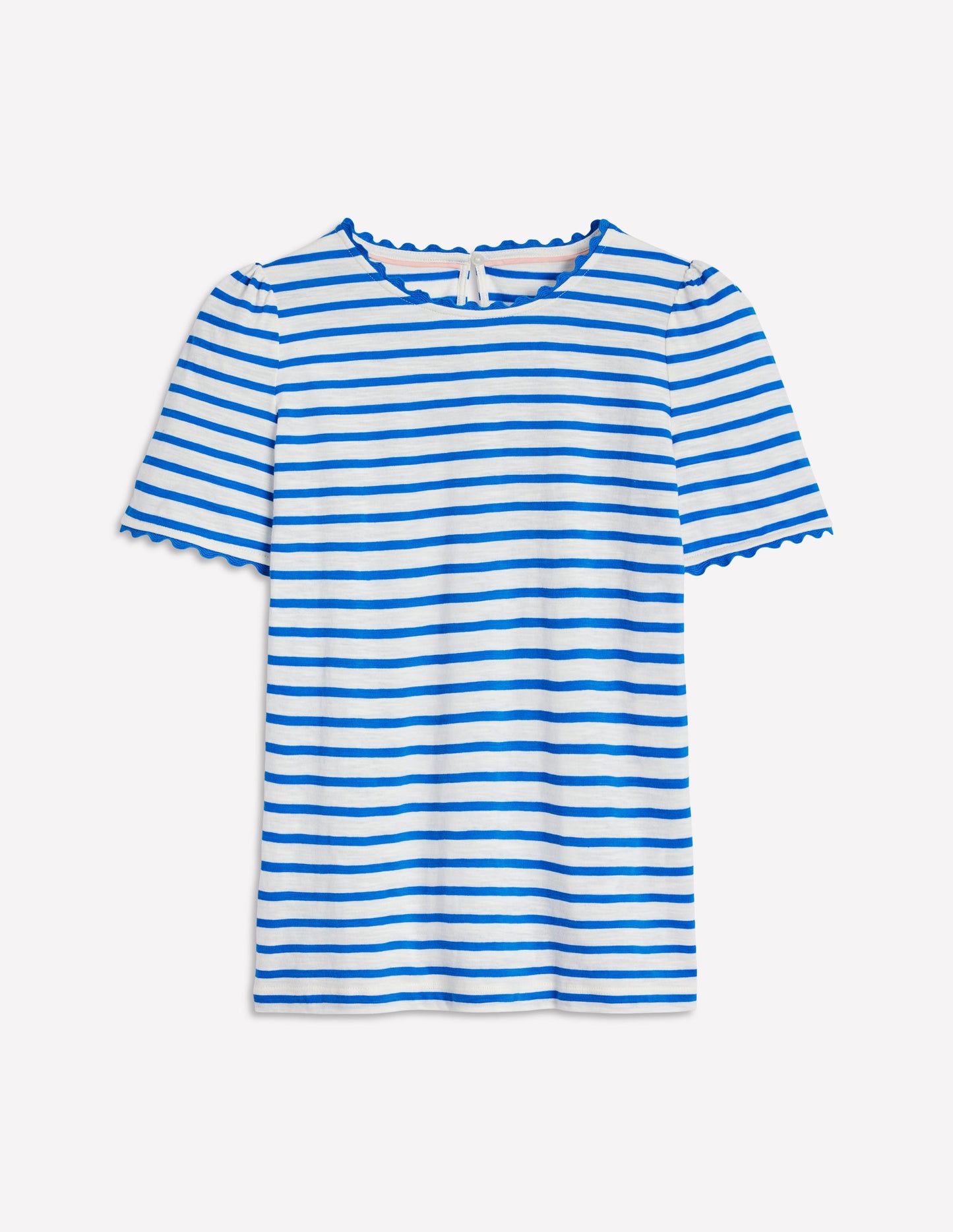 Ali T-Shirt mit Zackenlitze-Naturweiß, Galerie-Blau
