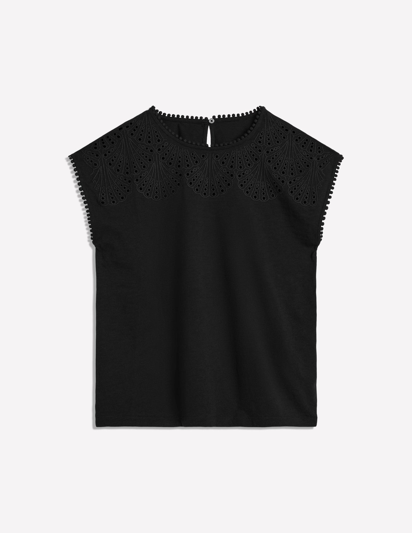 Anya T-Shirt mit Lochstickerei-Schwarz