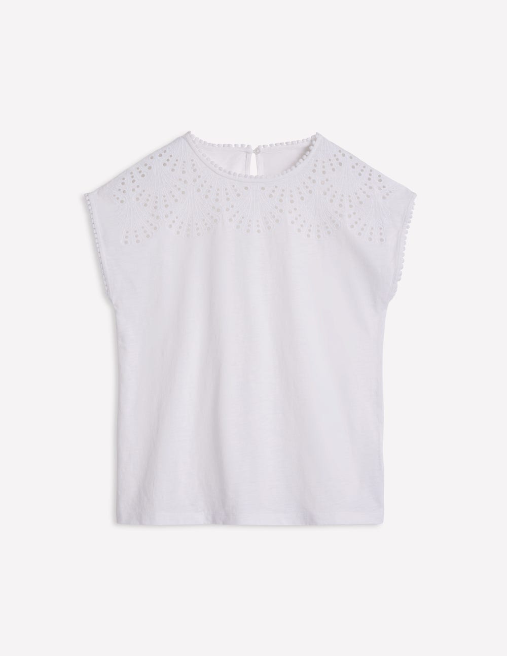 Anya T-Shirt mit Lochstickerei-Weiß