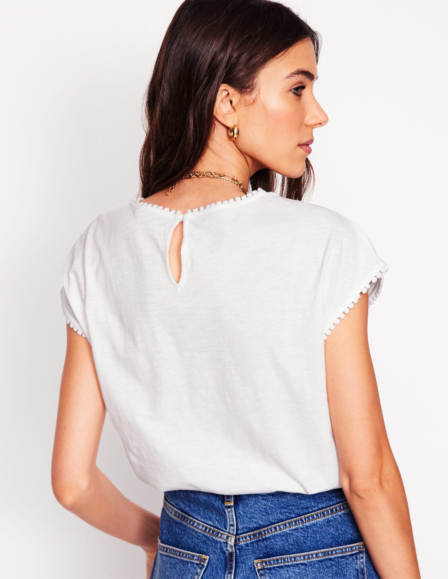 Anya T-Shirt mit Lochstickerei-Weiß