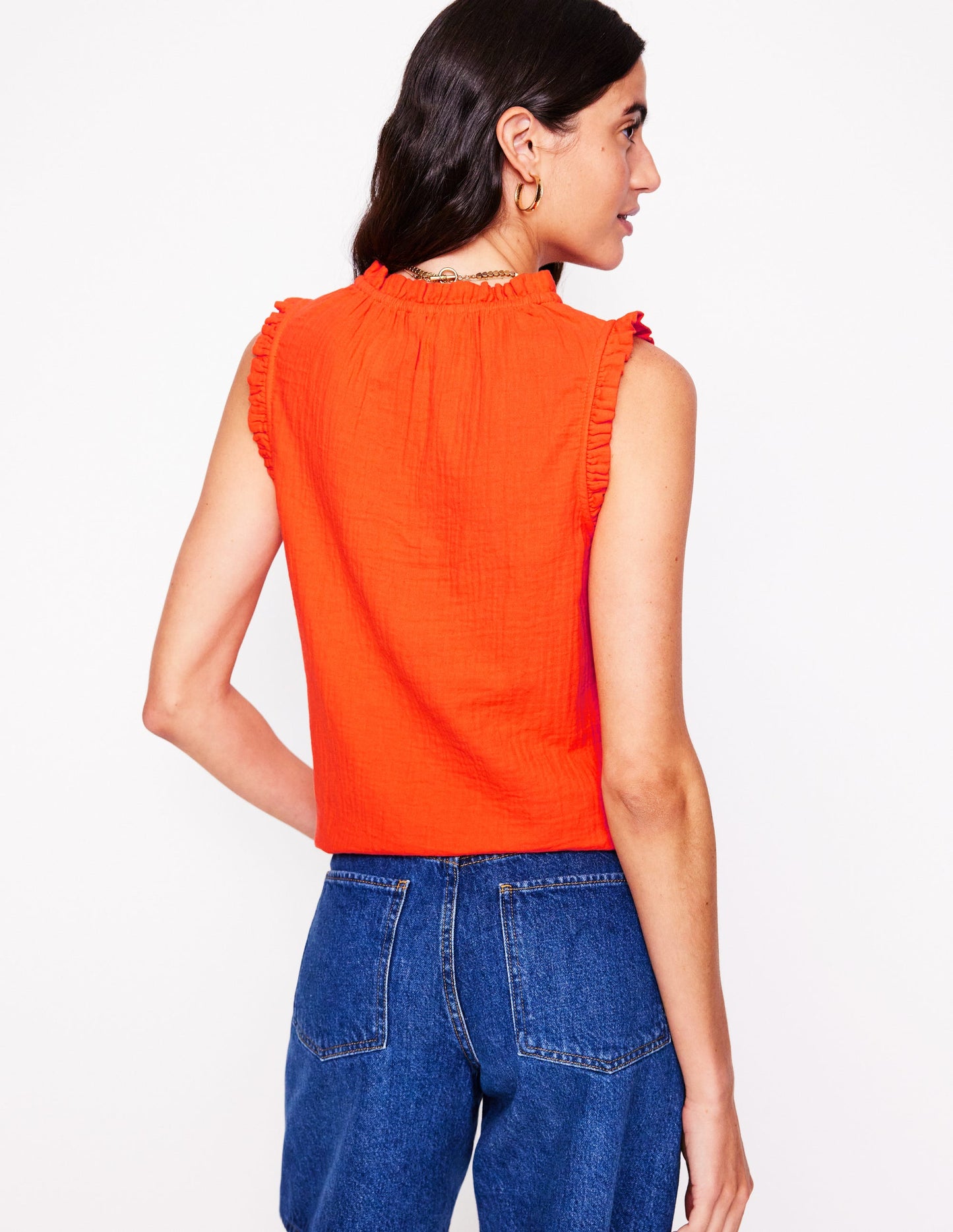 Sophie Doppeltuch-Oberteil mit Rüschen-Gladiolen Orange