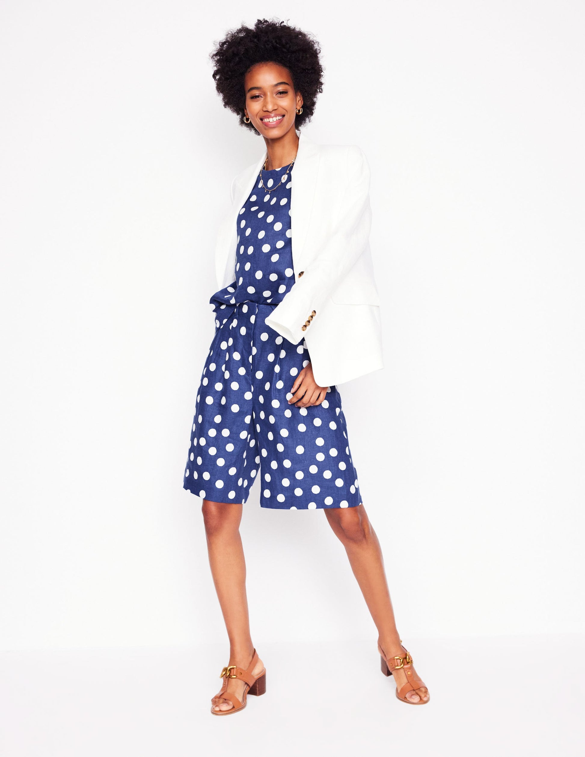 Linen Shell Top-Starboard Blue, Painted Dot-3