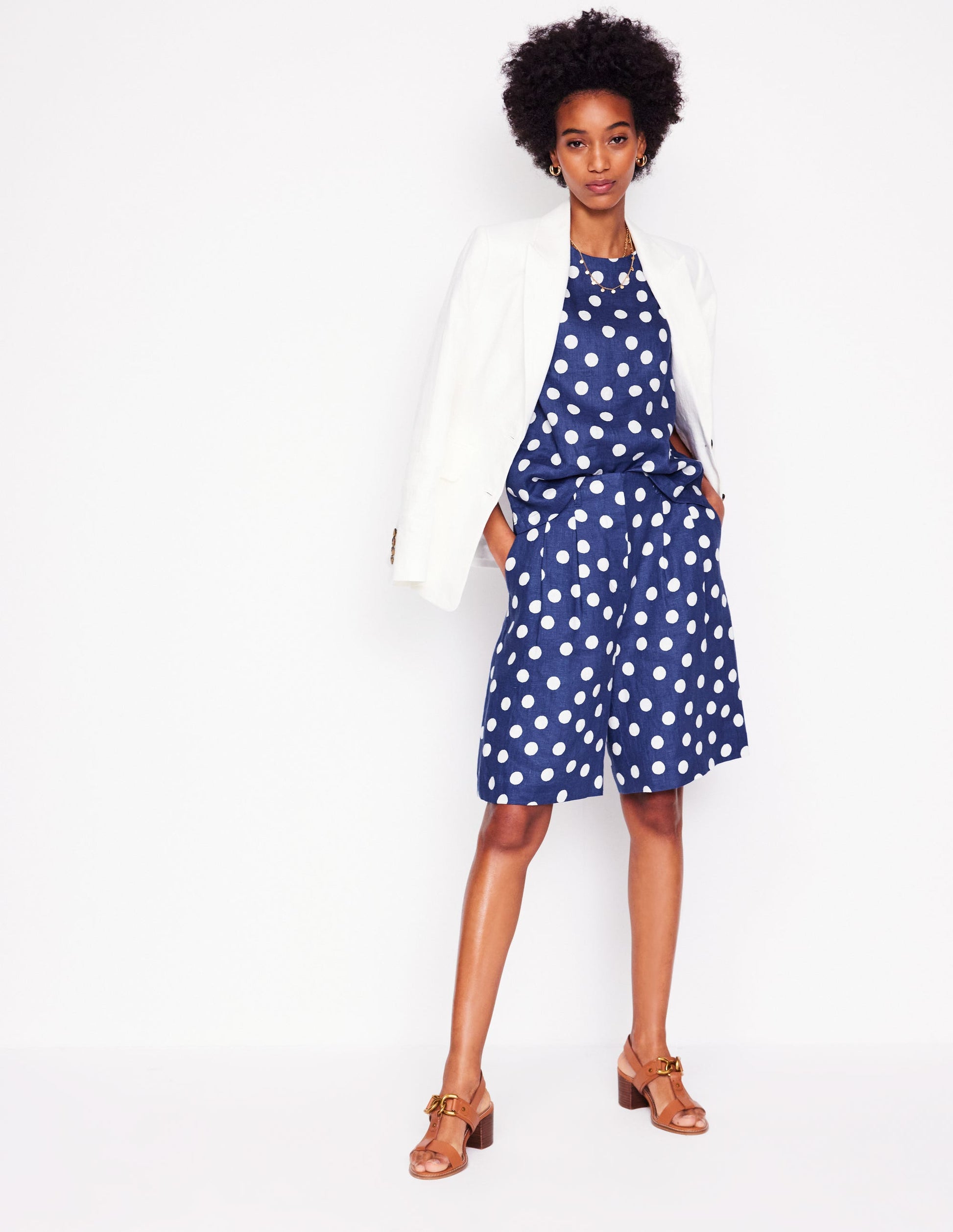 Linen Shell Top-Starboard Blue, Painted Dot-8