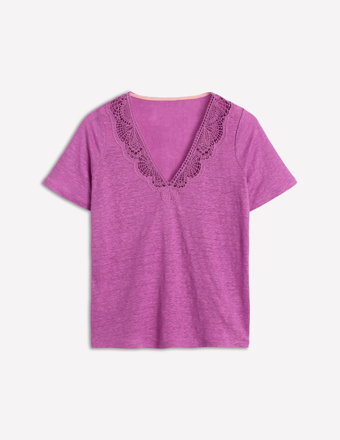 T-Shirt aus Leinen mit Spitzenbesatz-Prachtscharten