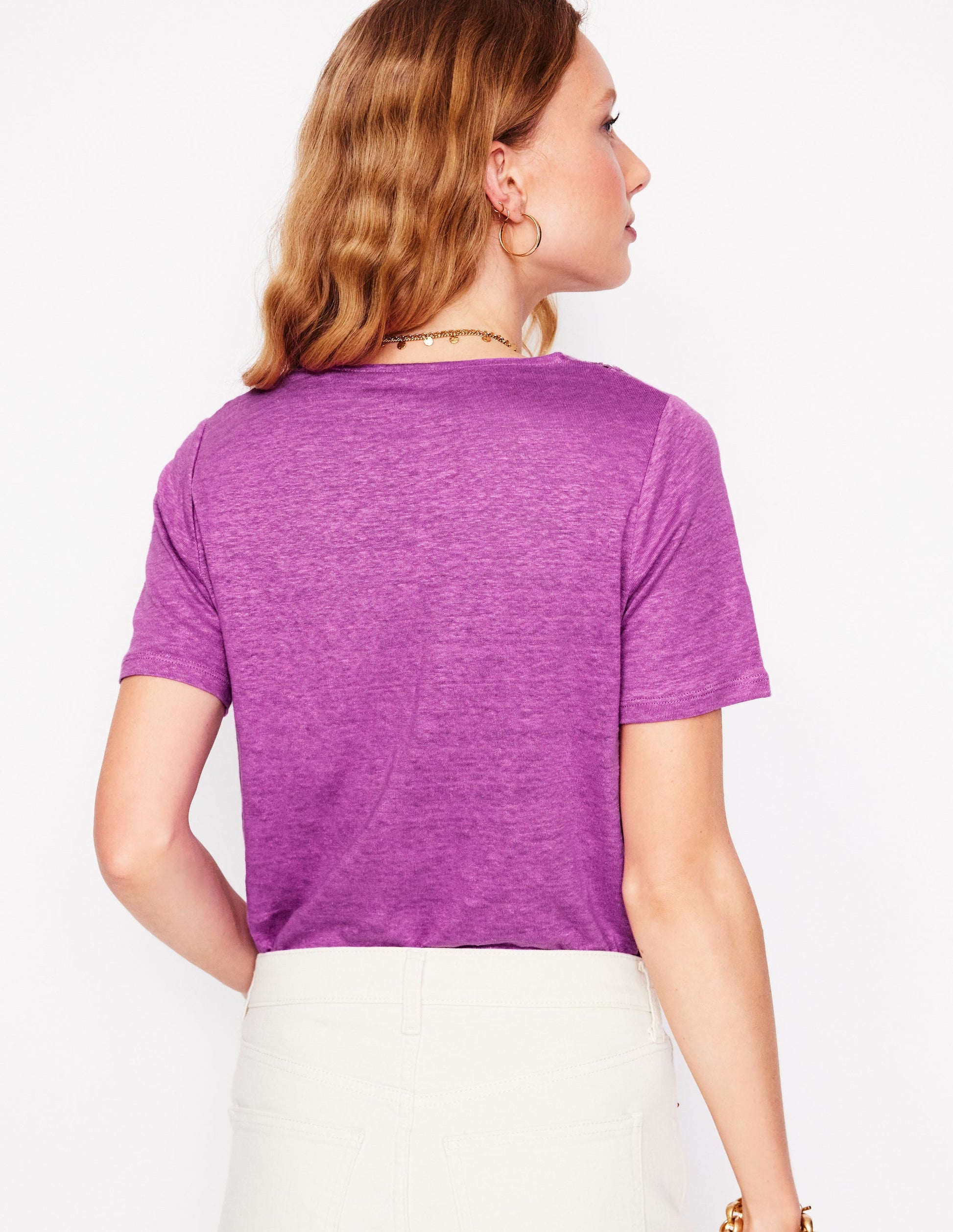 Lace Trim Linen T-shirt-Liatris-4