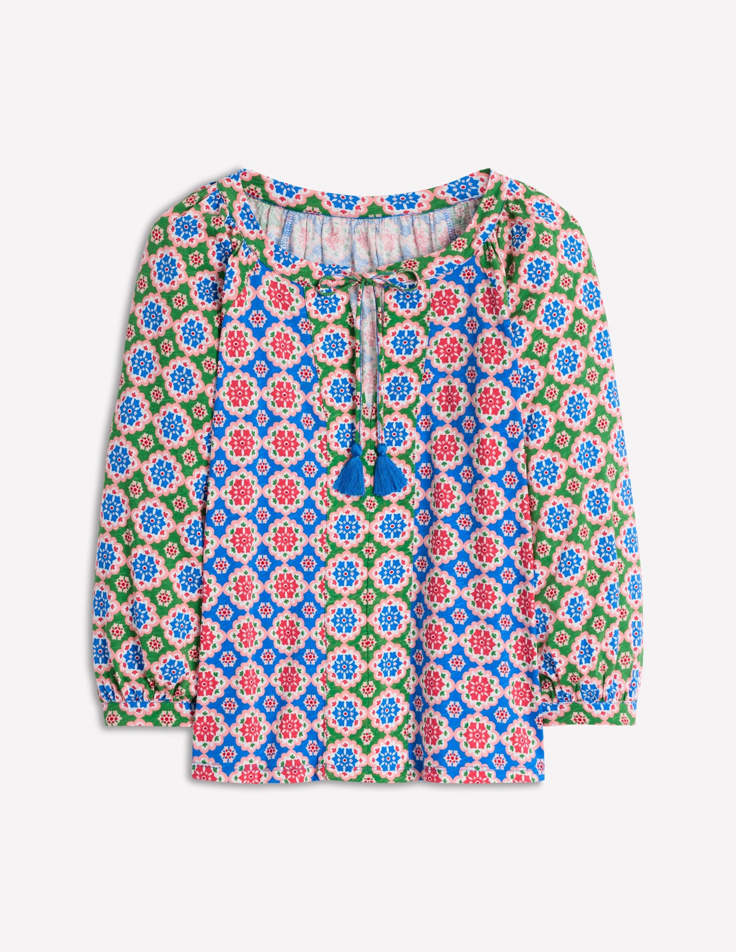 Blouson-Oberteil mit Raglanärmeln-Geometrisches Blütenmuster