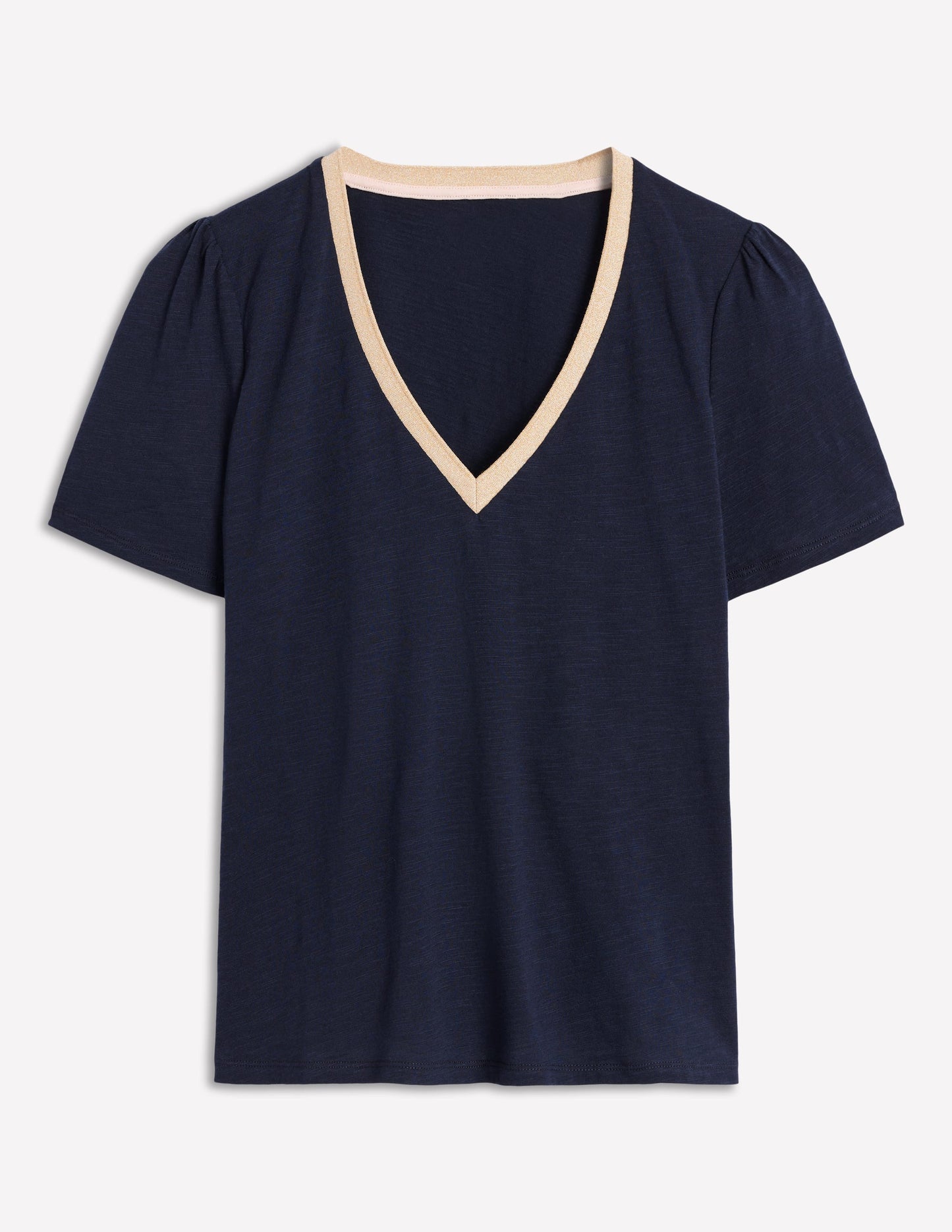 T-Shirt mit Metallic-V-Ausschnitt-Aqua Marine Marl