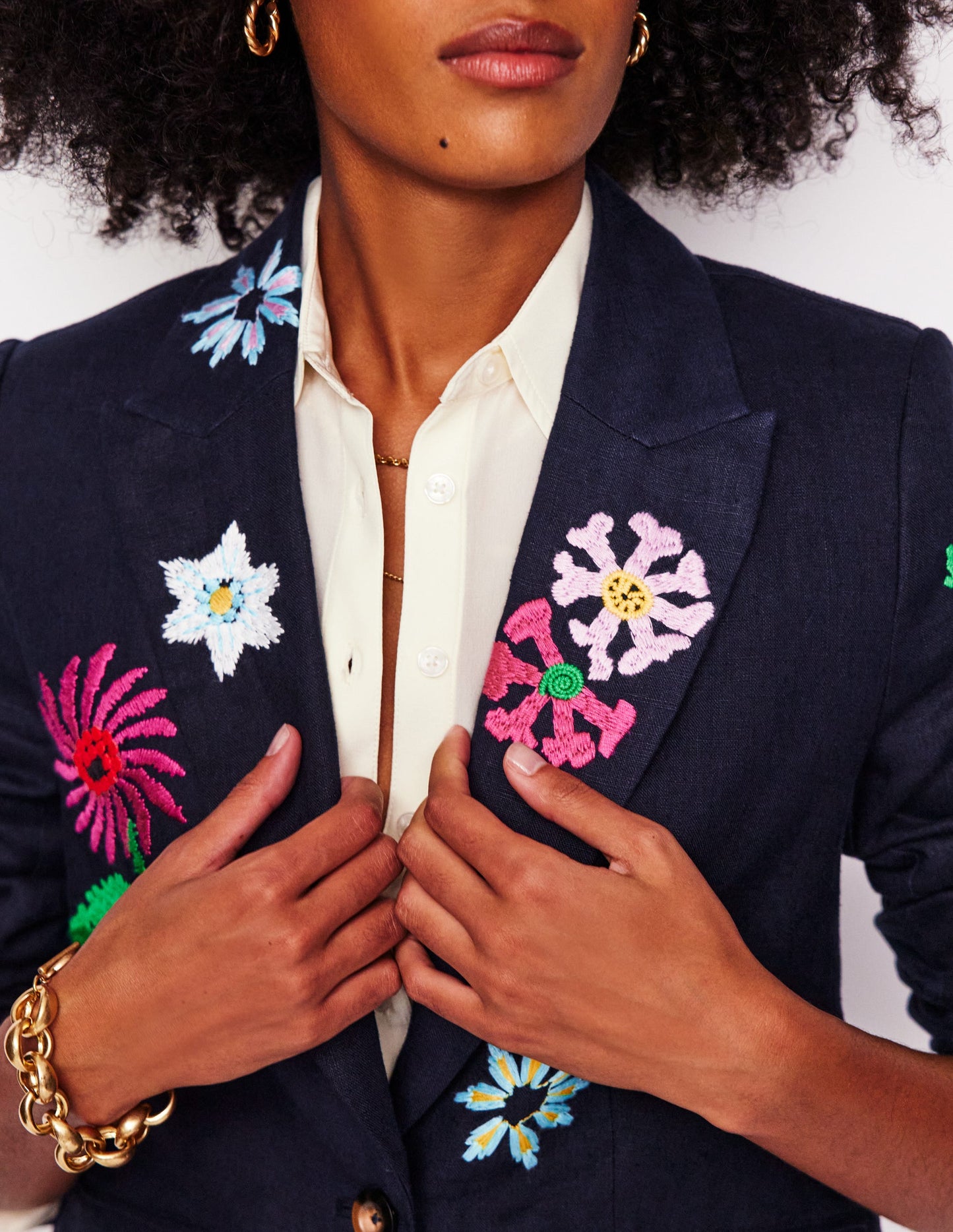 Blazer Marylebone saisissant-Broderie Bleu Marine