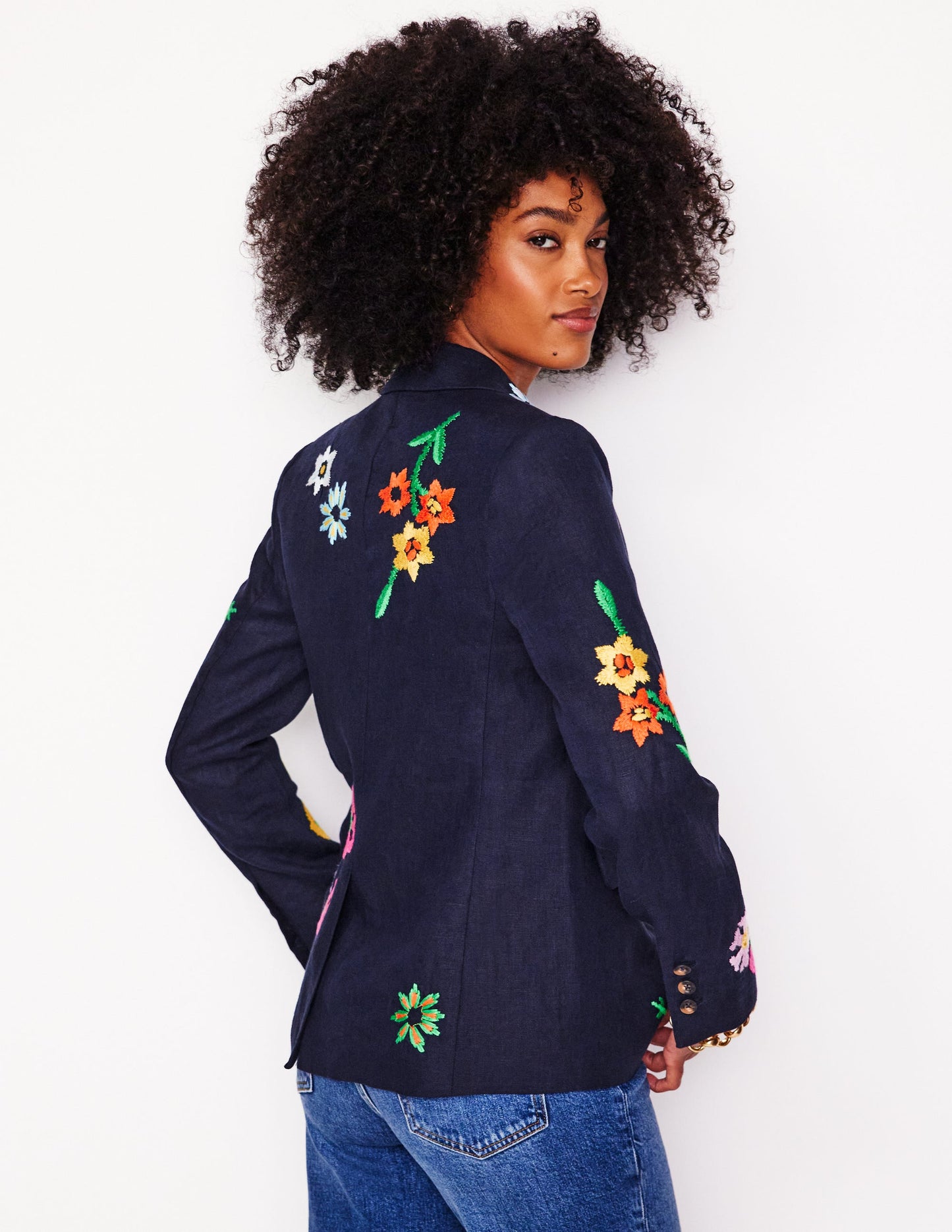Blazer Marylebone saisissant-Broderie Bleu Marine