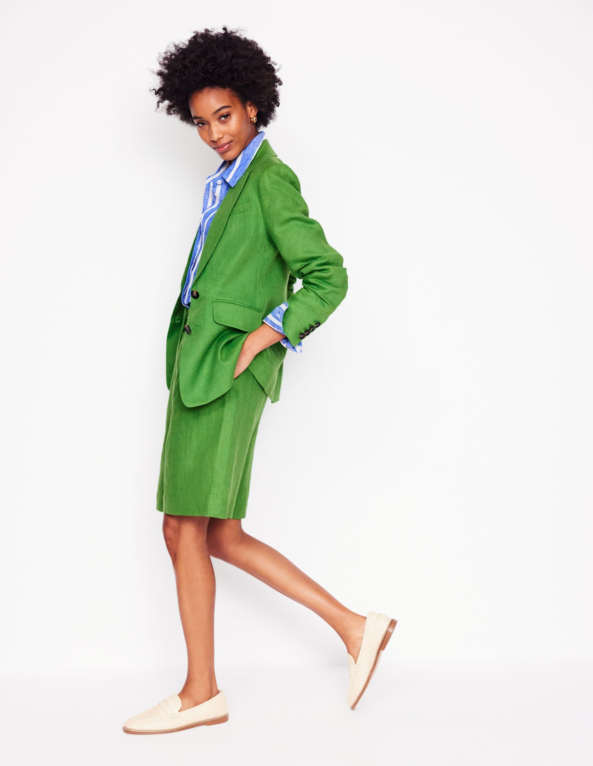 Stamford Linen Blazer-Iguana Green-1