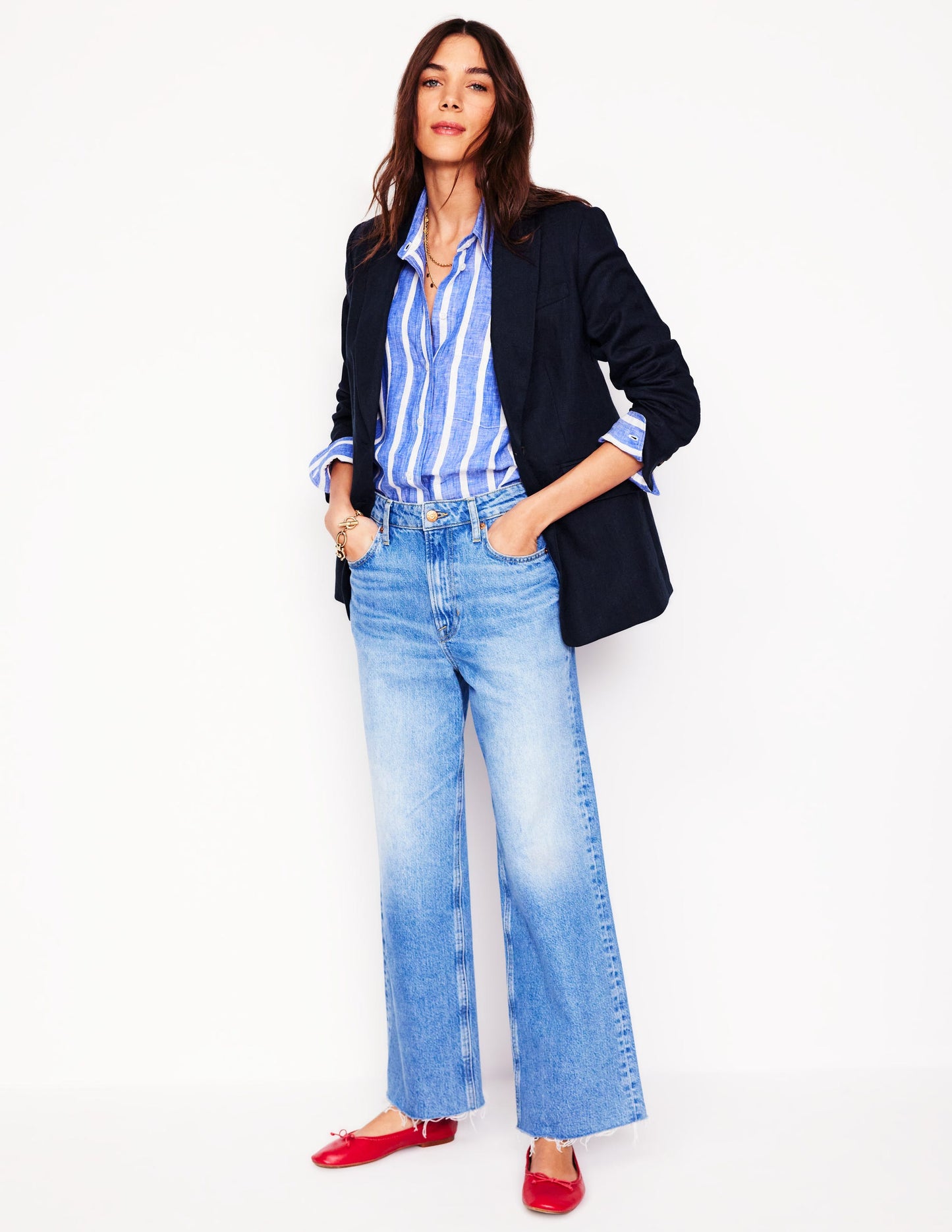 Stamford Linen Blazer-Navyy