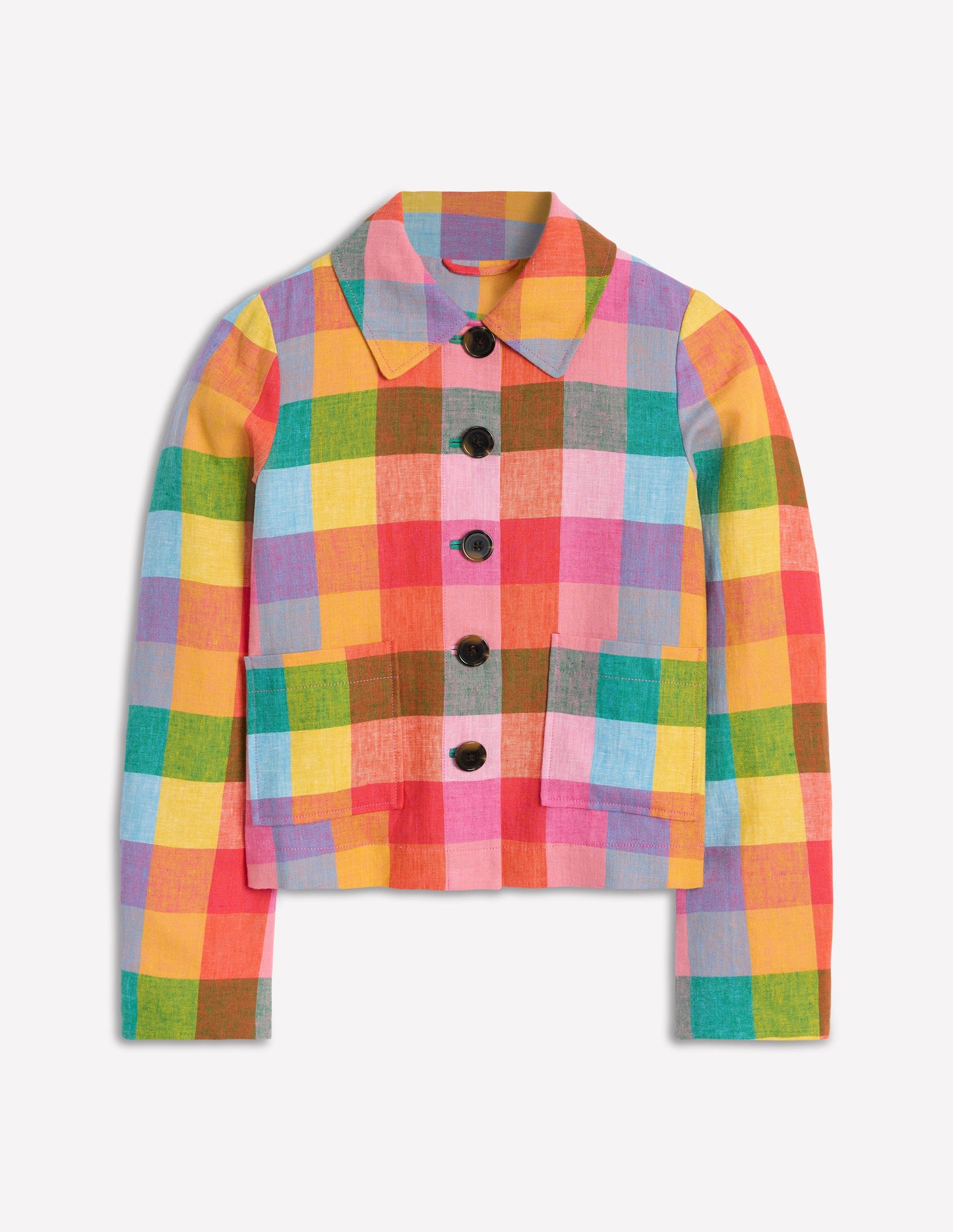 Knightsbridge Leinenjacke-Regenbogen Bunt Vichykaro
