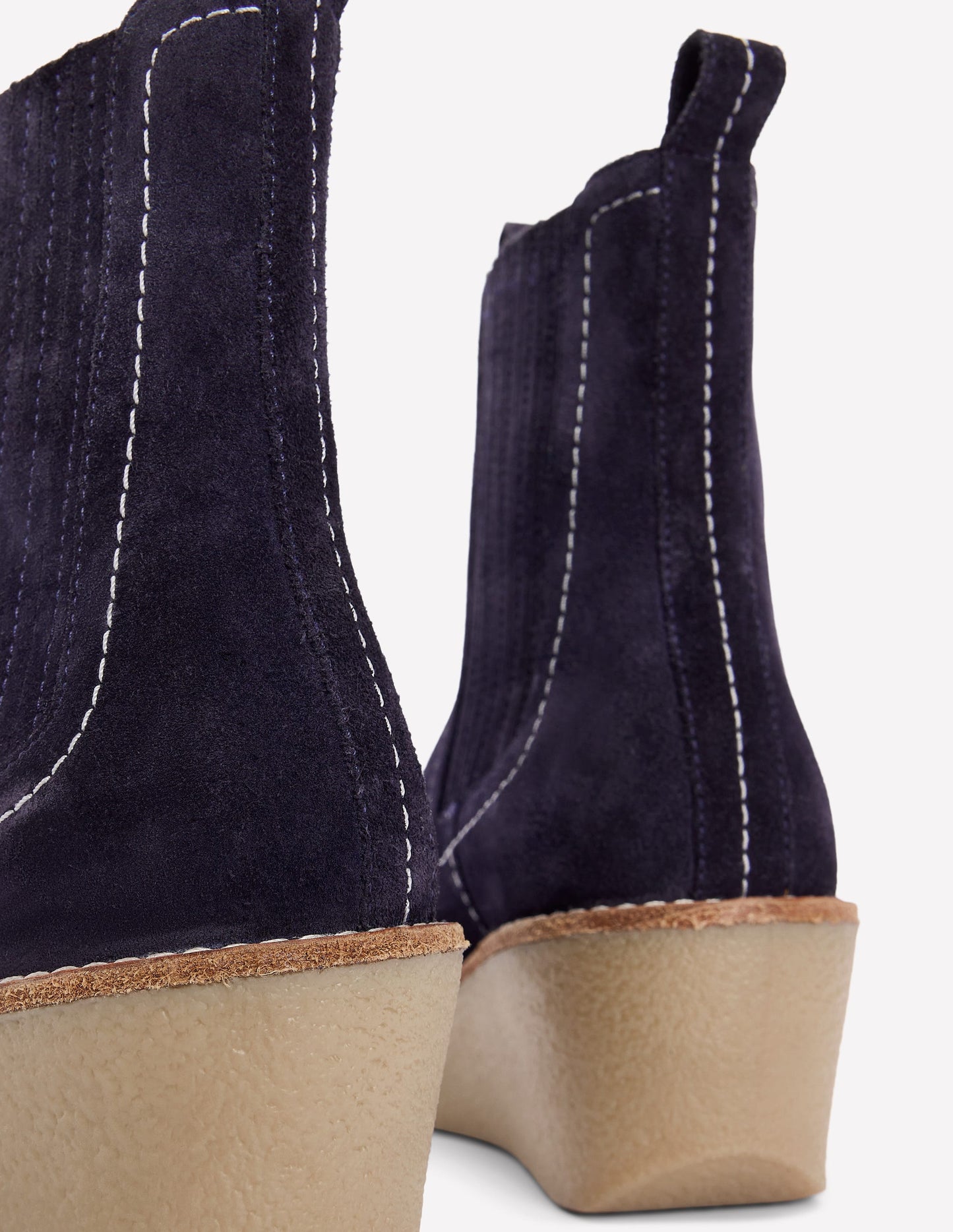 Stiefeletten mit Plateauabsatz-Marineblau