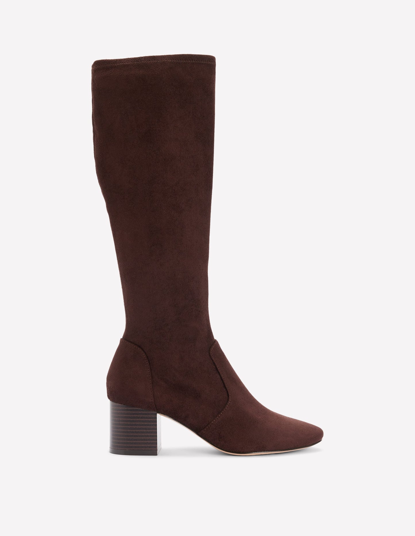 Bottes hauteur genou stretch à talons-Chocolat