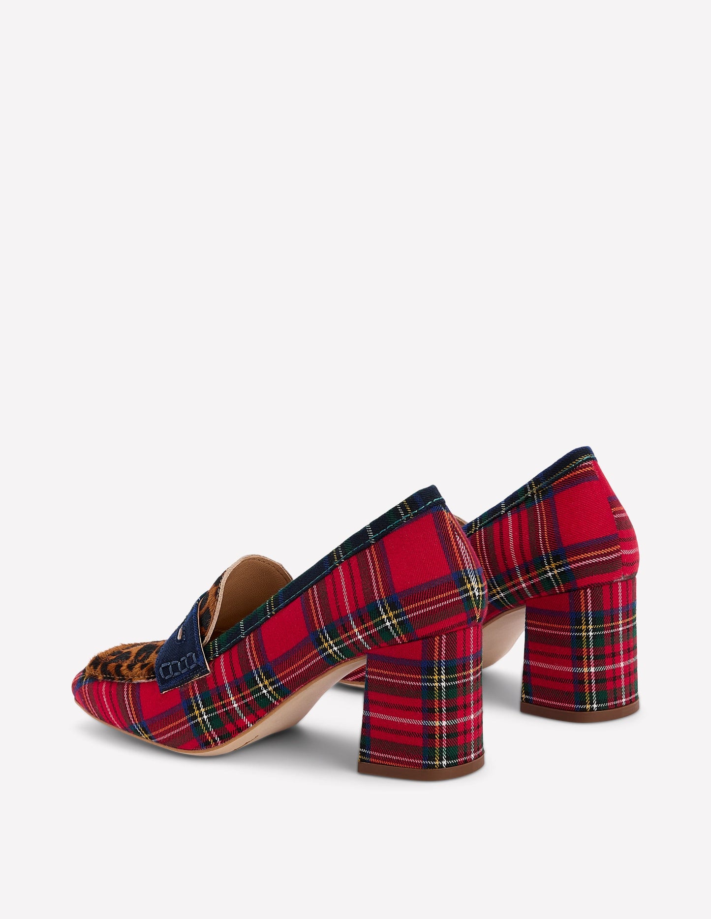 Mocassins Sol à talons carrés-Carreaux écossais
