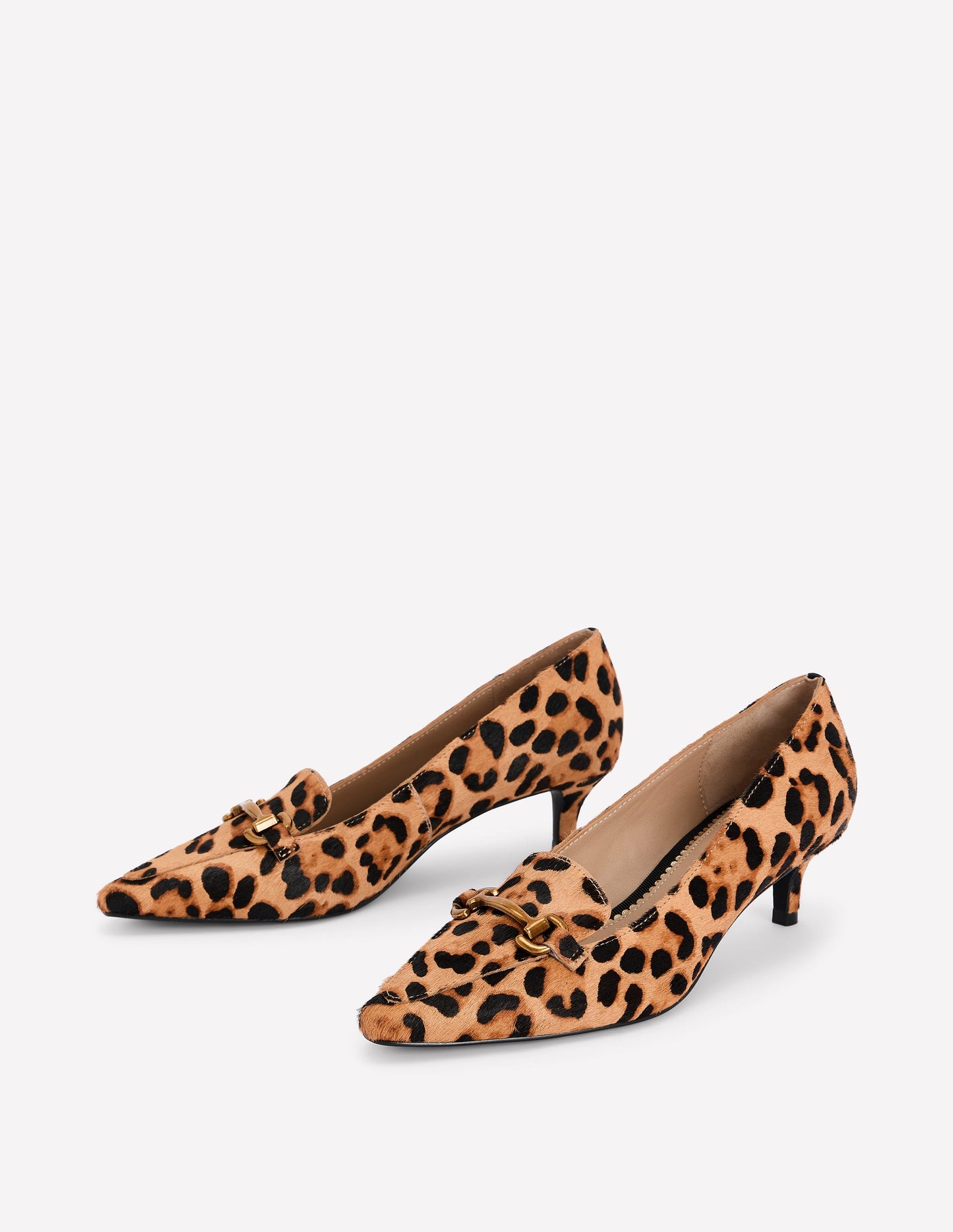 Iris Spitze Loafer mit Absatz und Trensendetail-Mohair, Leopardenmuster