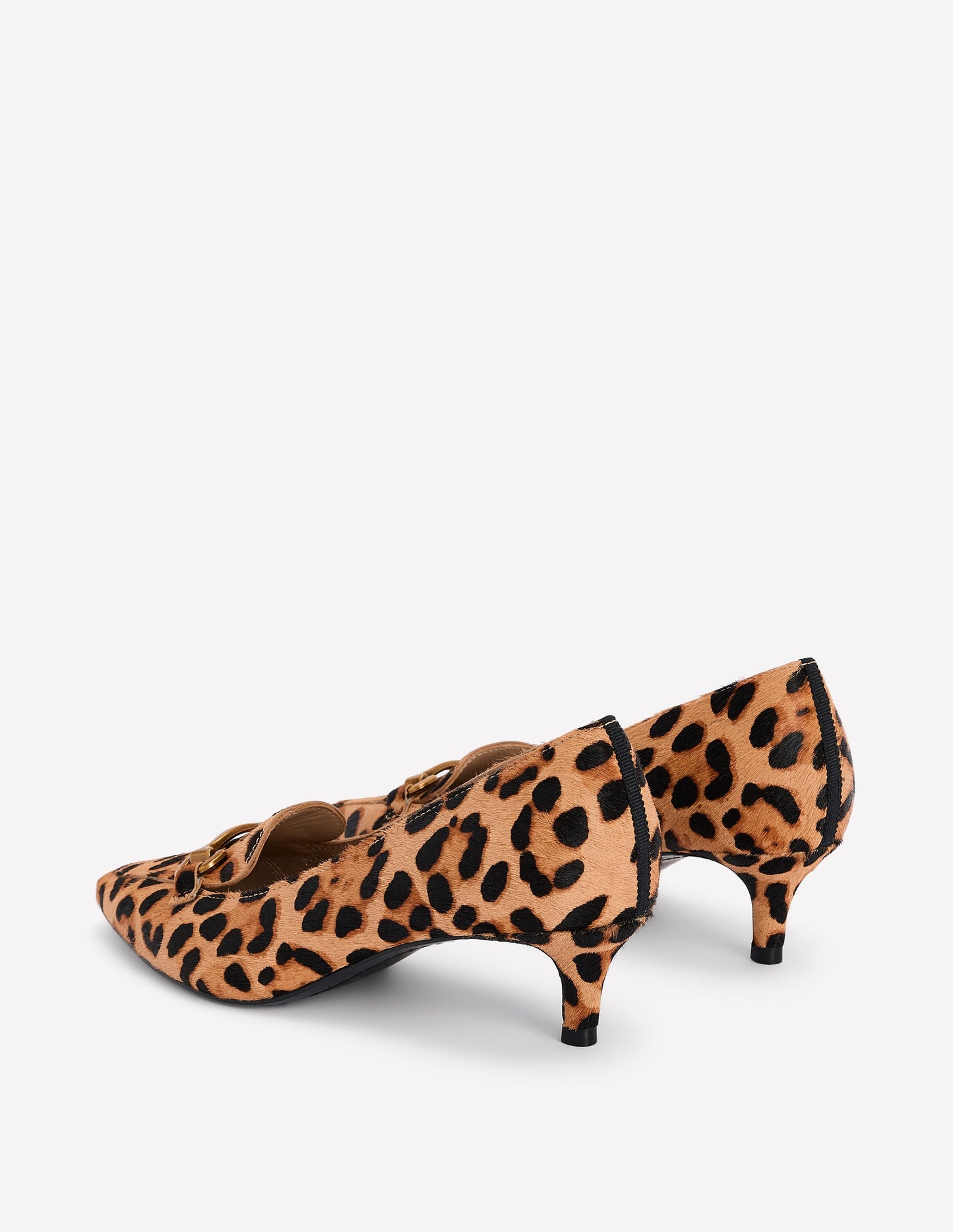 Iris Spitze Loafer mit Absatz und Trensendetail-Mohair, Leopardenmuster