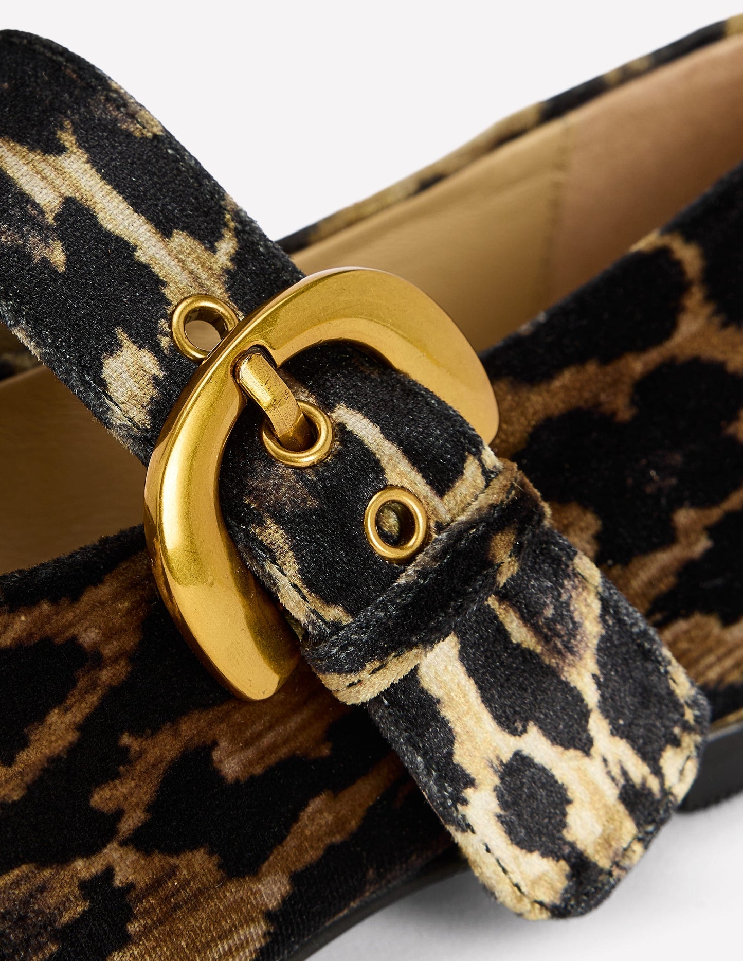 Kylie Flache Mary Janes mit Schnalle-Mohair, Leopardenmuster