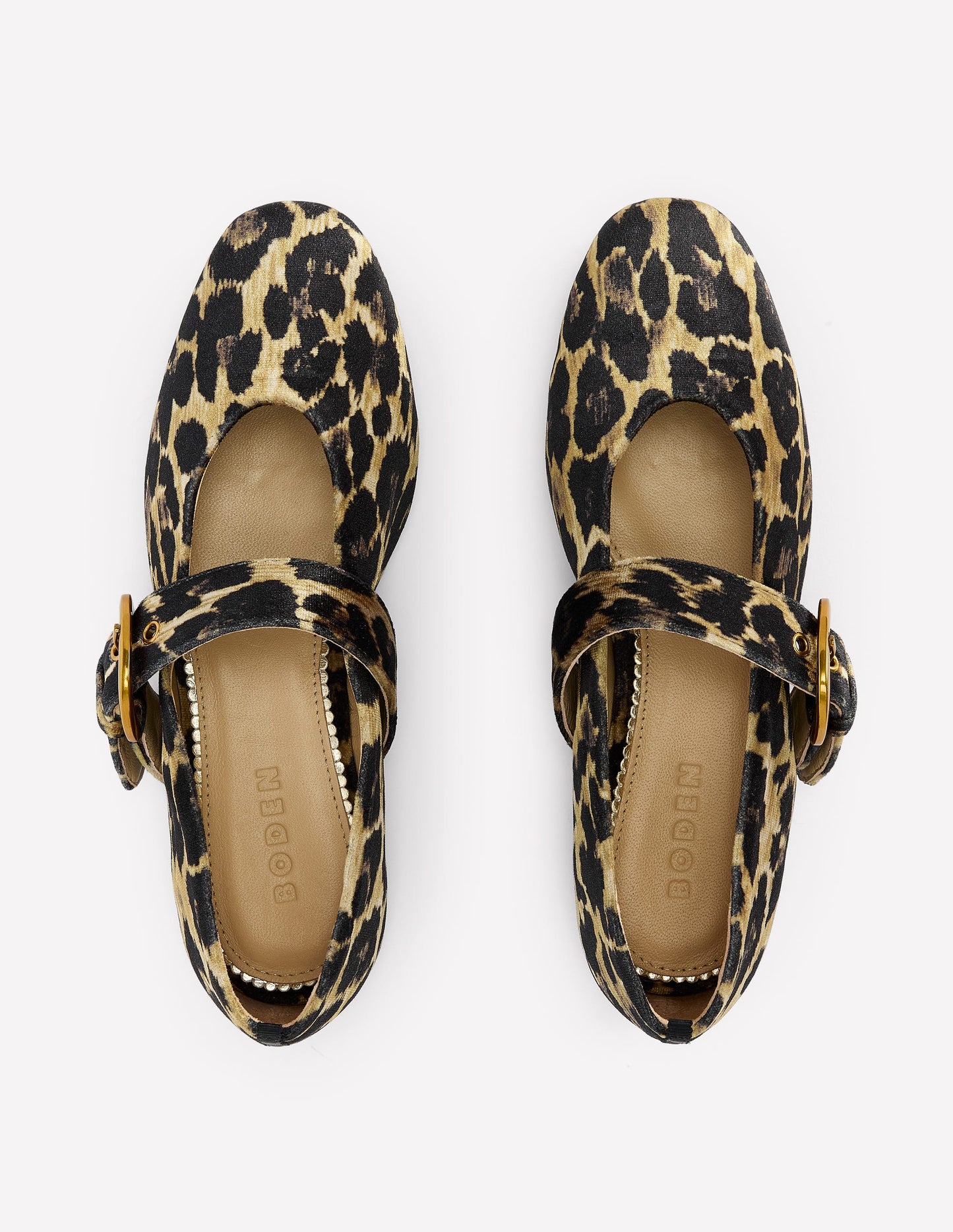 Kylie Flache Mary Janes mit Schnalle-Mohair, Leopardenmuster