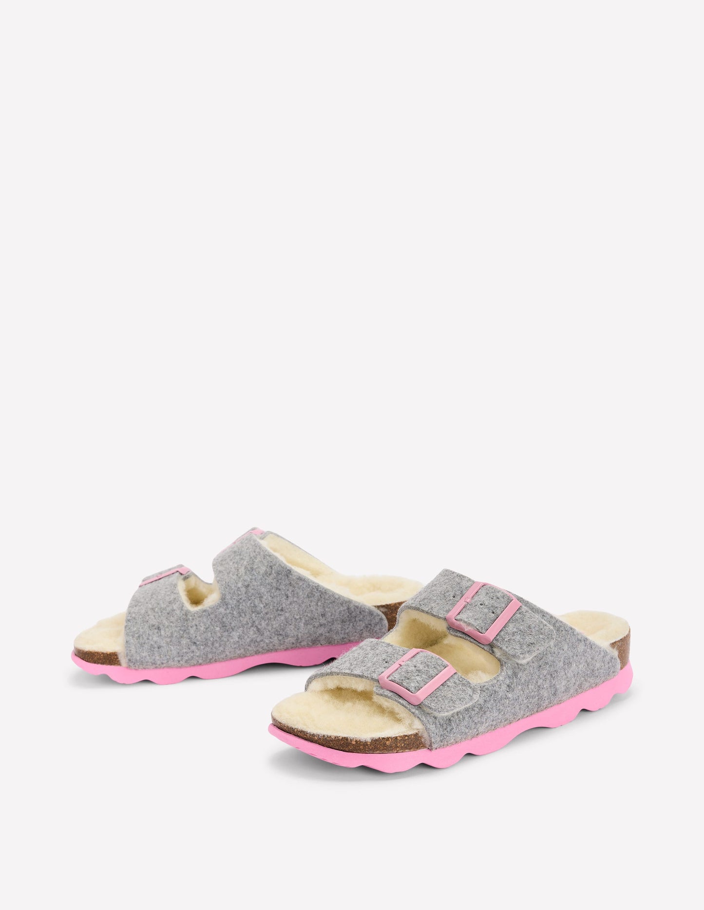 Double Strap Buckle Slipper-Grey