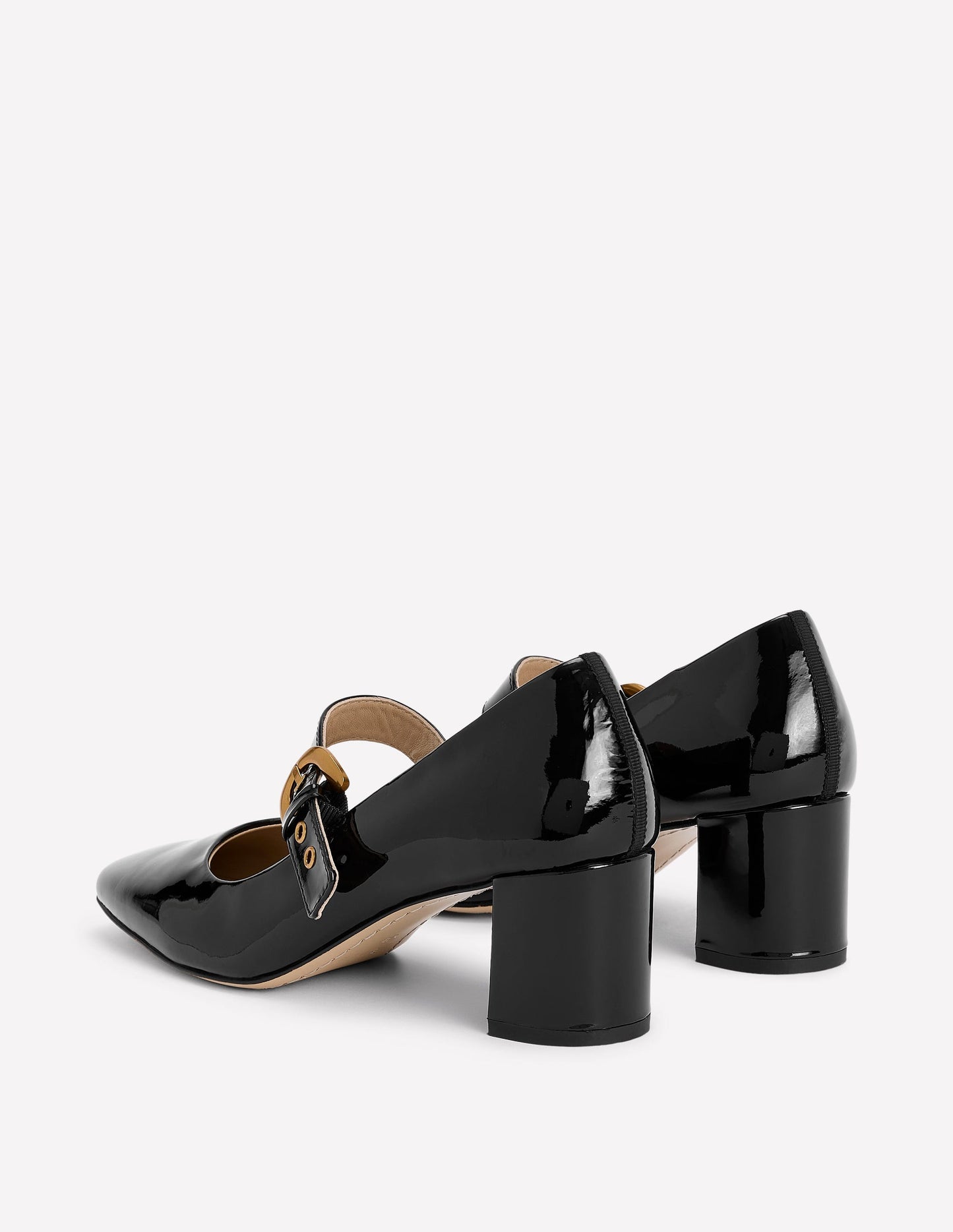 Mary Janes mit Absatz und Schnalle-Schwarz