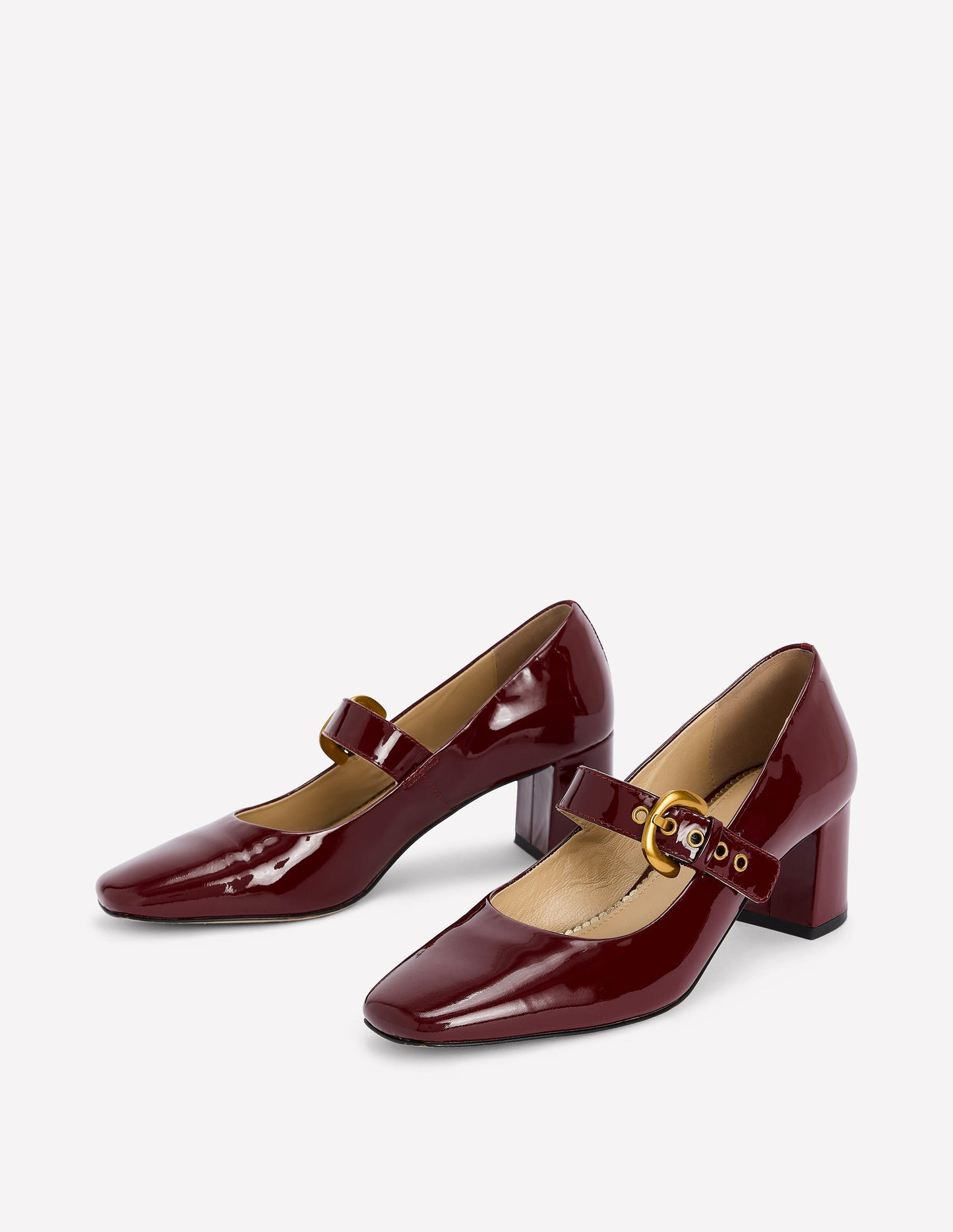 Mary Janes mit Absatz und Schnalle-Oxblood
