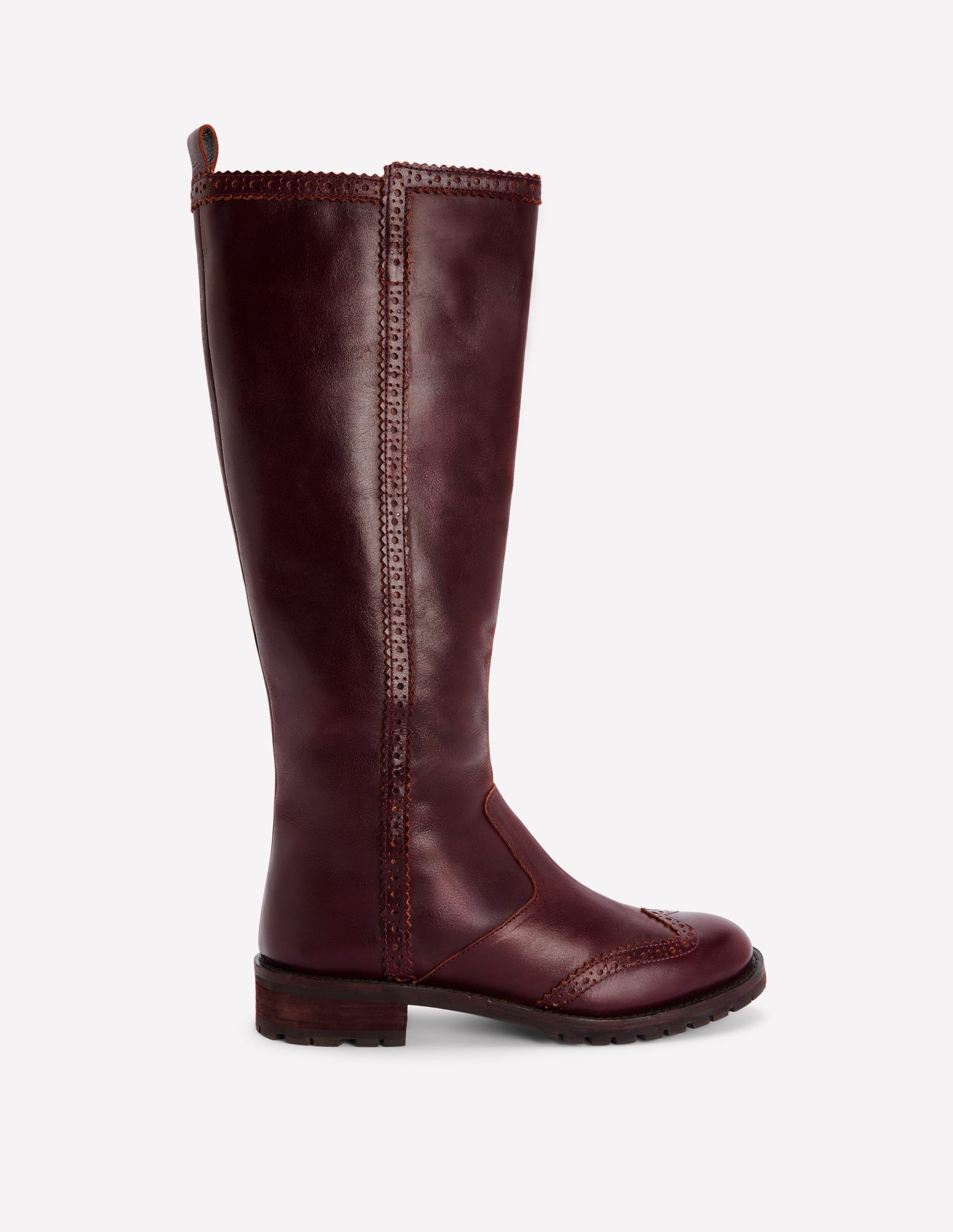 Kniehohe Stiefel mit Budapester-Details-Oxblood-1