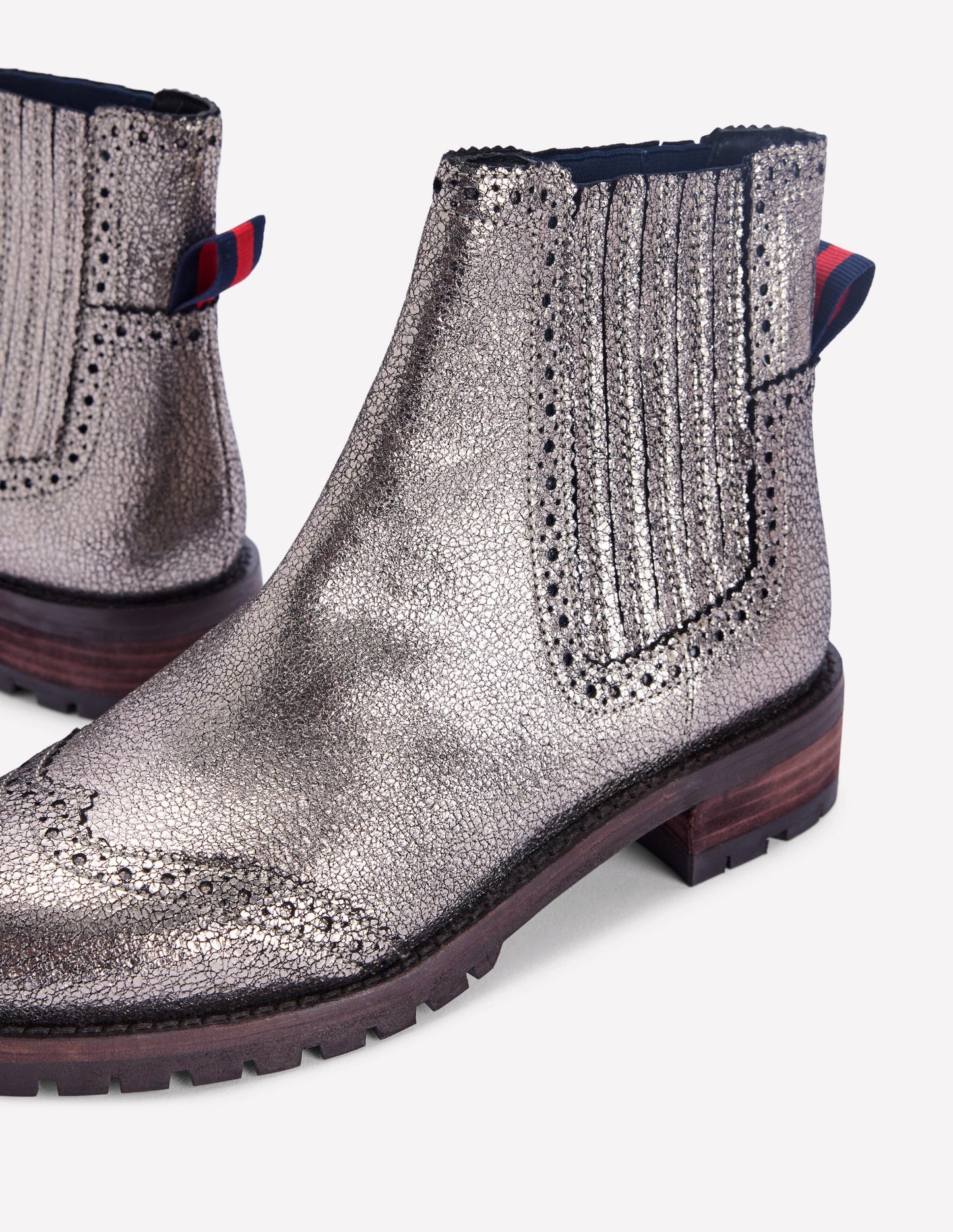 Bottines Chelsea à détails richelieus-Argenté