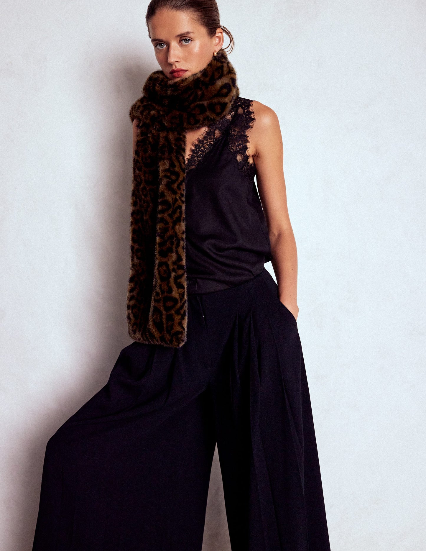Kunstfellschal-Mohair, Leopardenmuster