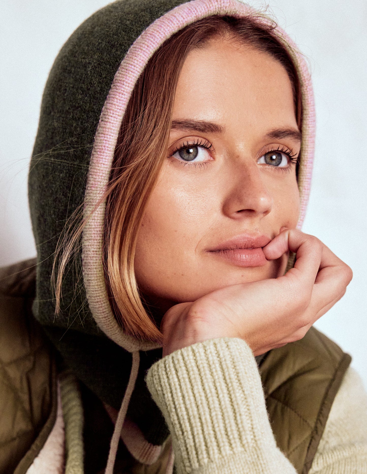 Cagoule en maille-Vert olive profond