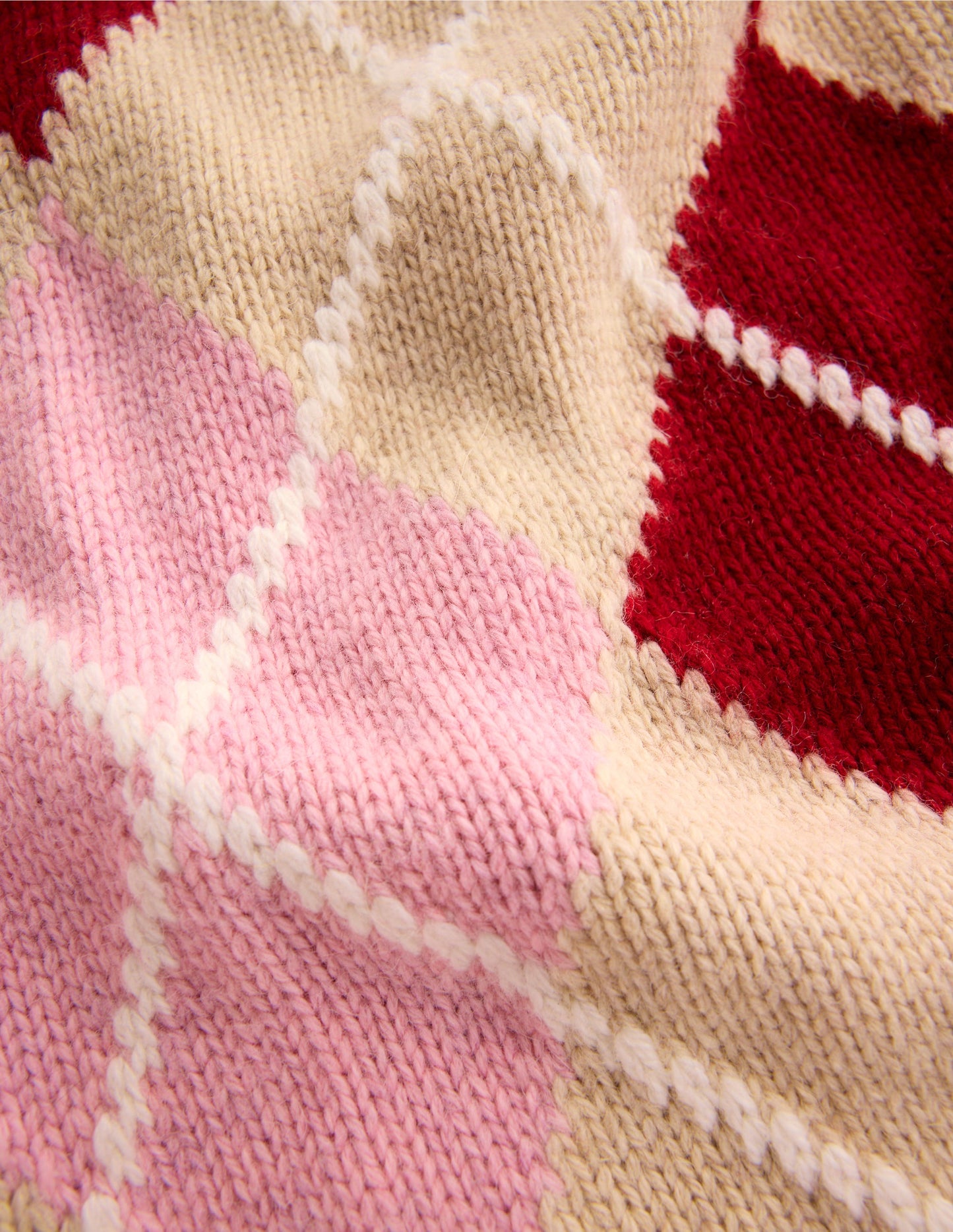 Argyle-Schal-Burgunderrot