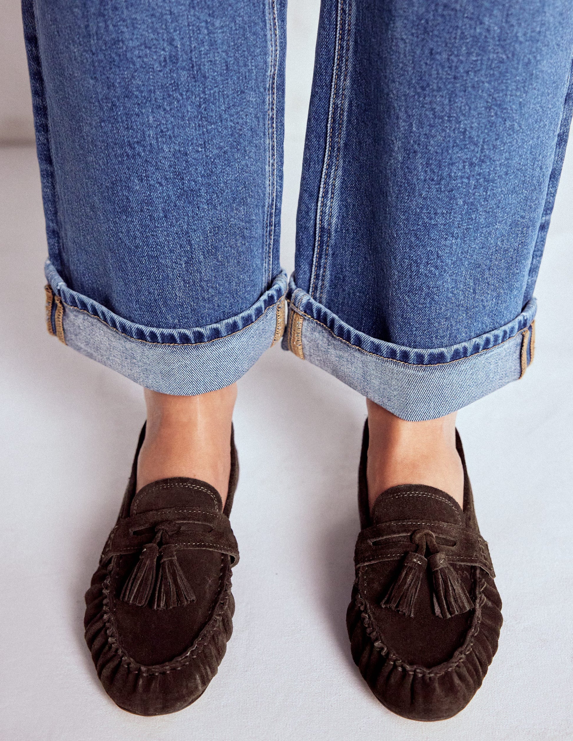 Weiche, geraffte Loafer-Schoko-4