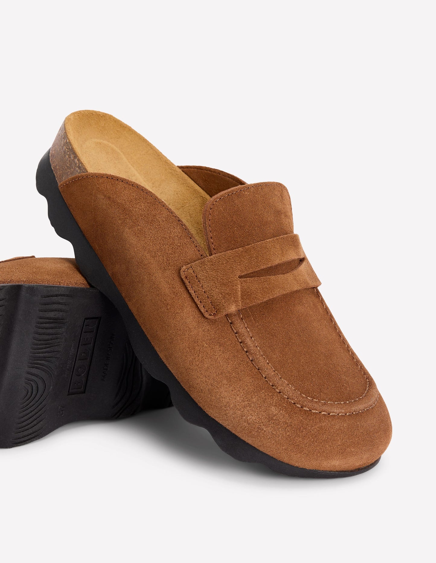 Pantoletten-Clogs aus Wildleder-Raue Umbra