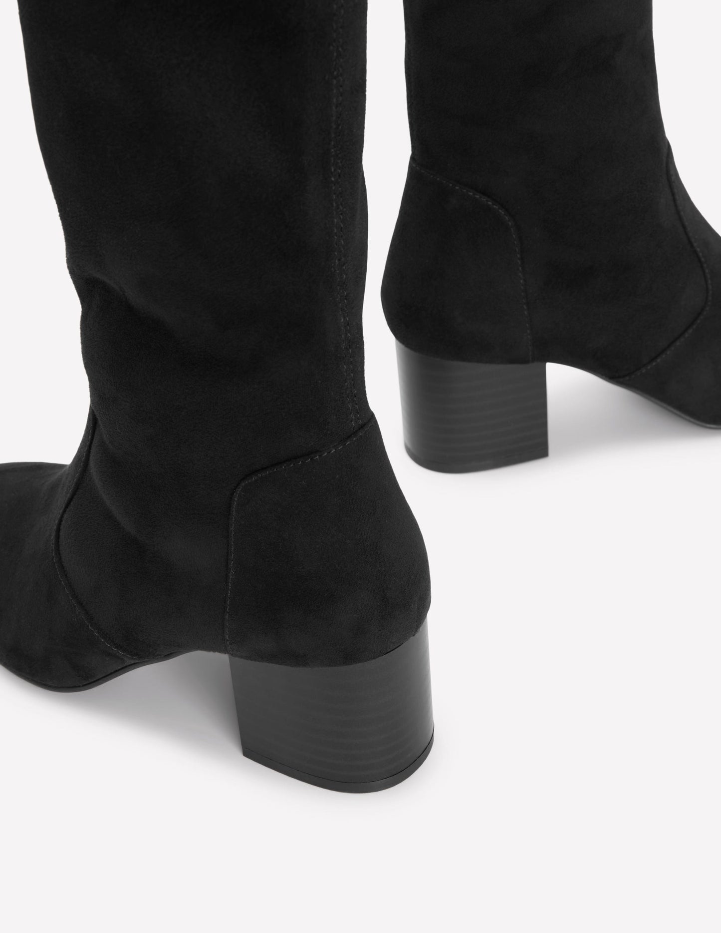 Bottes stretch à talons carrés-Noir