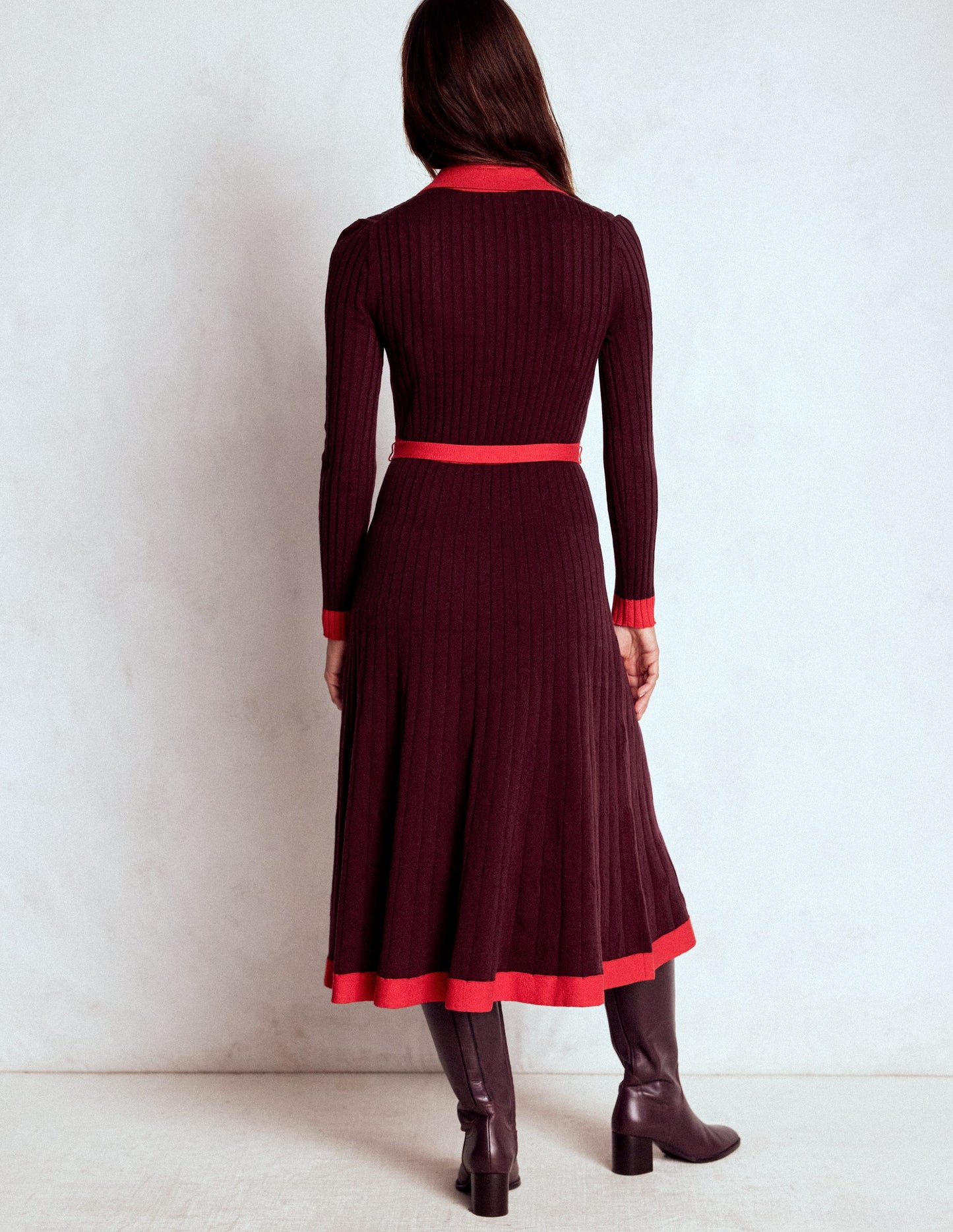 Rachel Gestrickes Hemdblusenkleid-Dunkelviolett