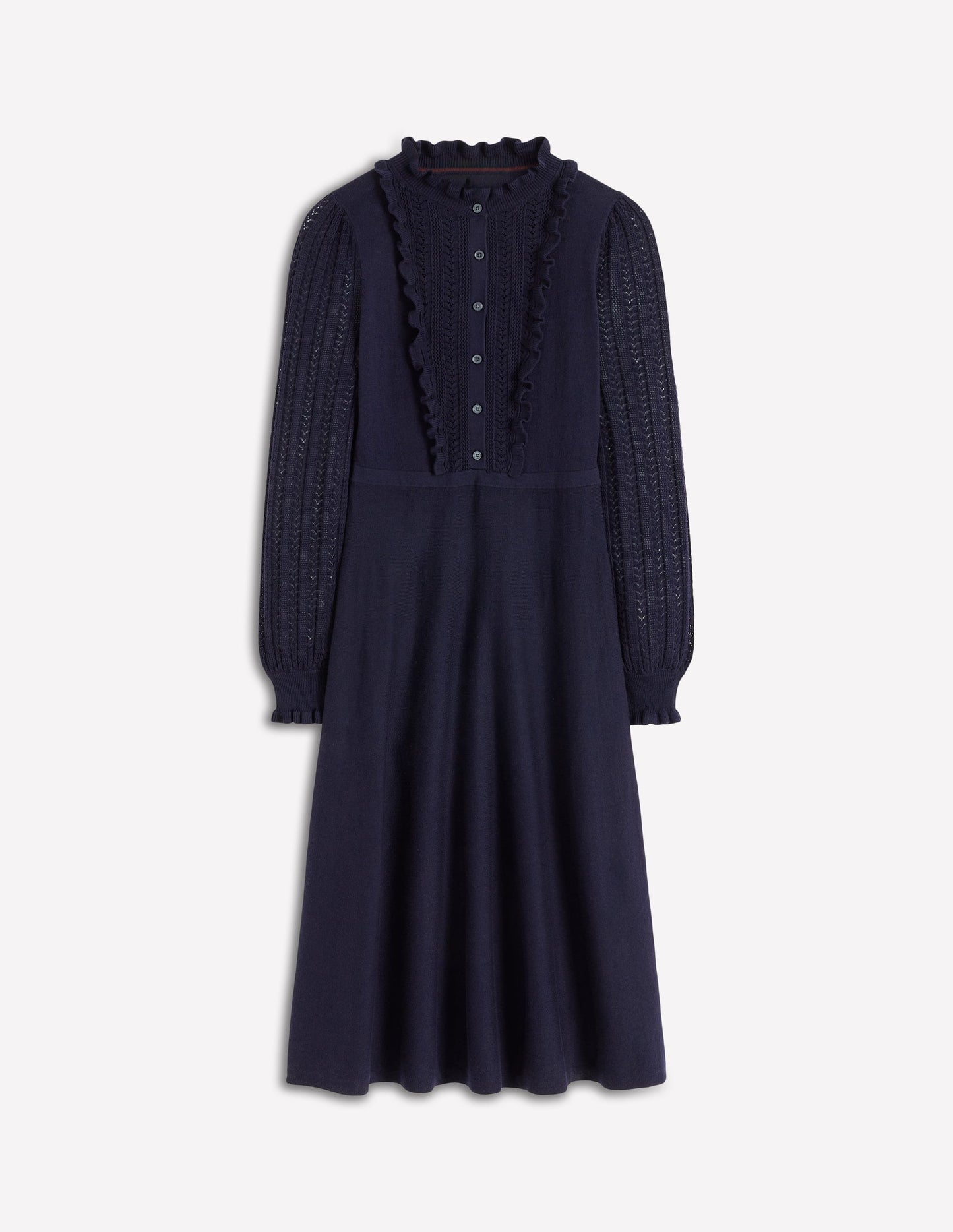 Winifred Strickkleid mit Rüschen-Marineblau