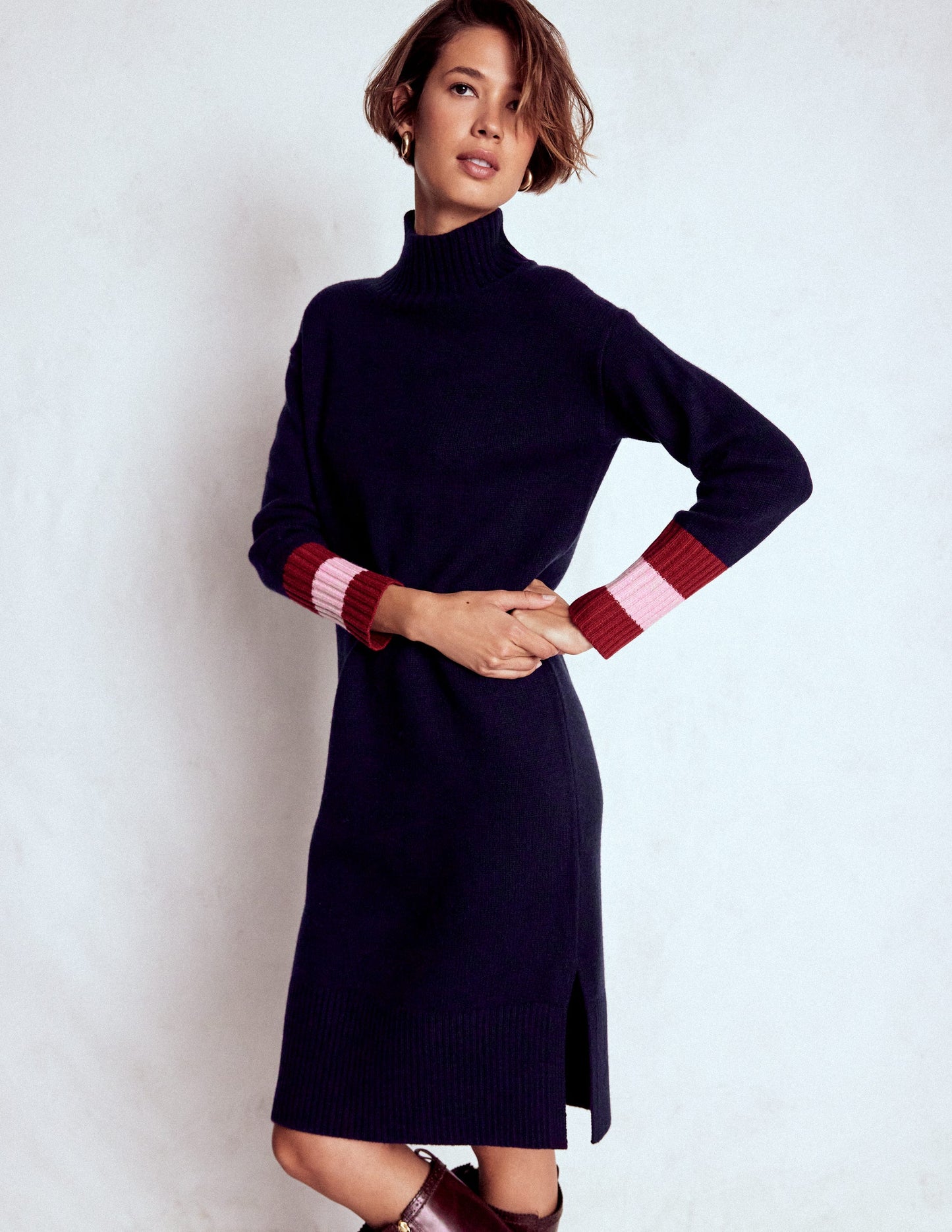 Polly Strickkleid aus Merinowolle-Marineblau