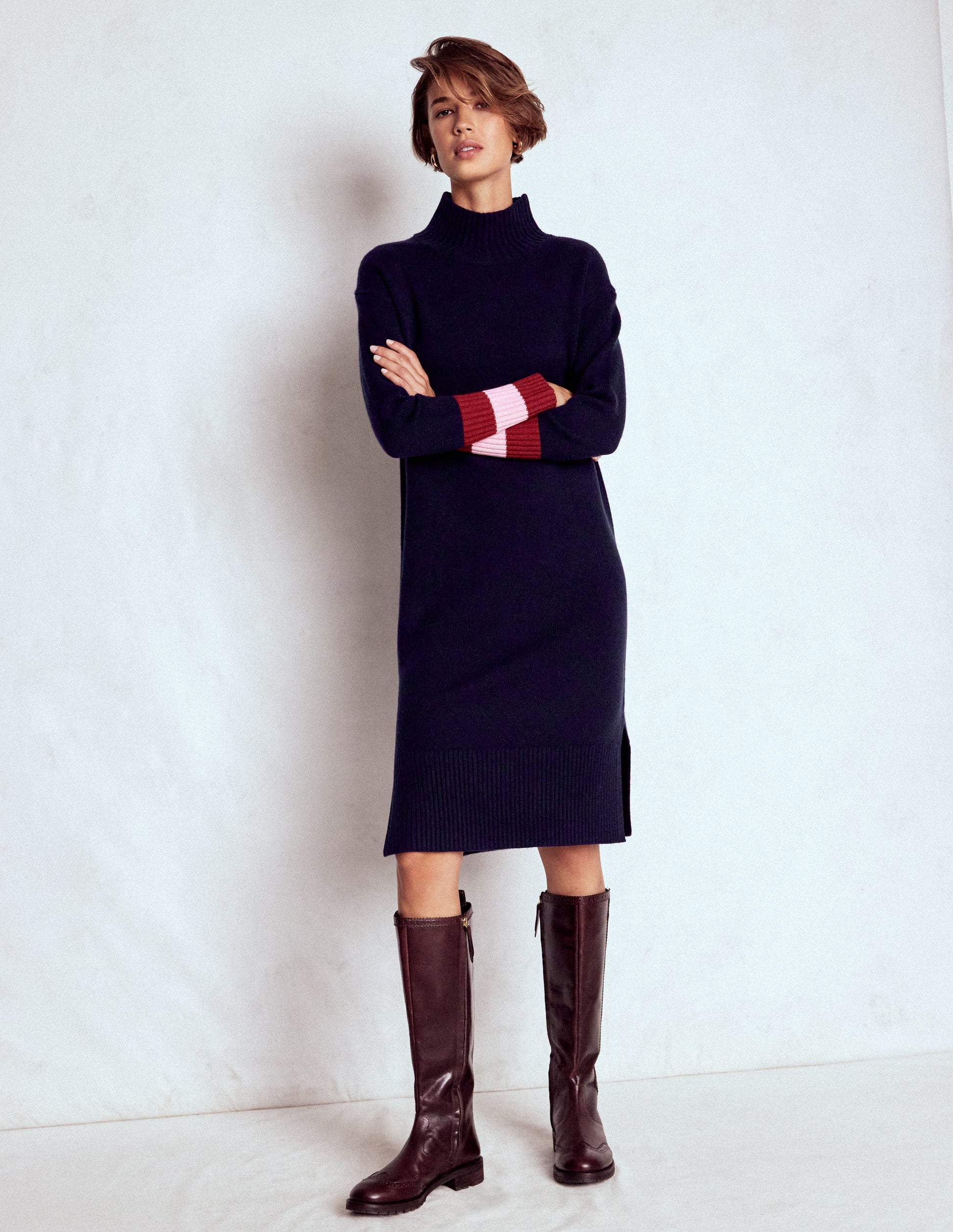 Polly Strickkleid aus Merinowolle-Marineblau-5