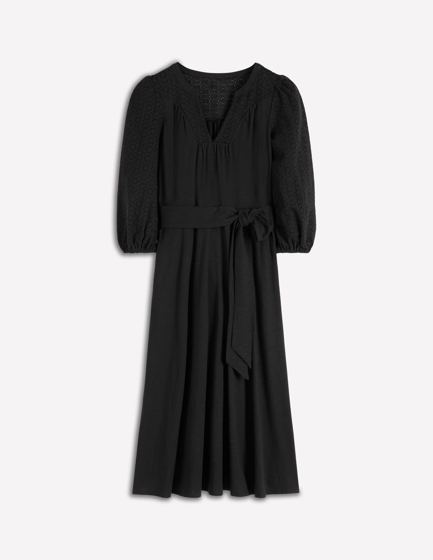 Eden Jerseykleid mit Lochstickerei-Schwarz