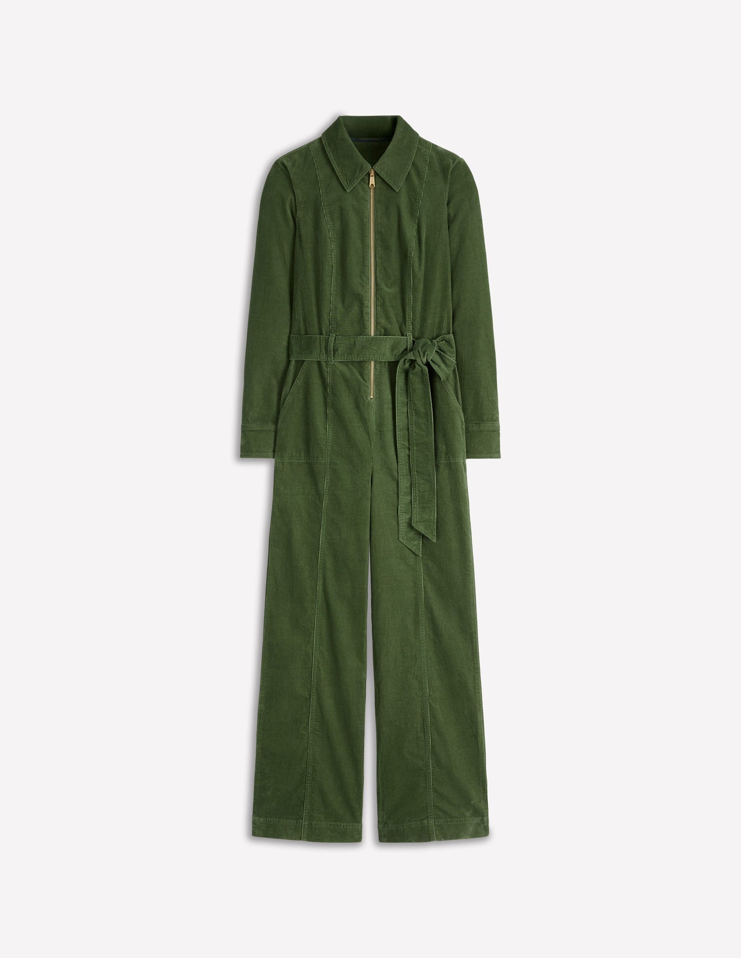 Cord-Jumpsuit mit Reißverschluss-Farn